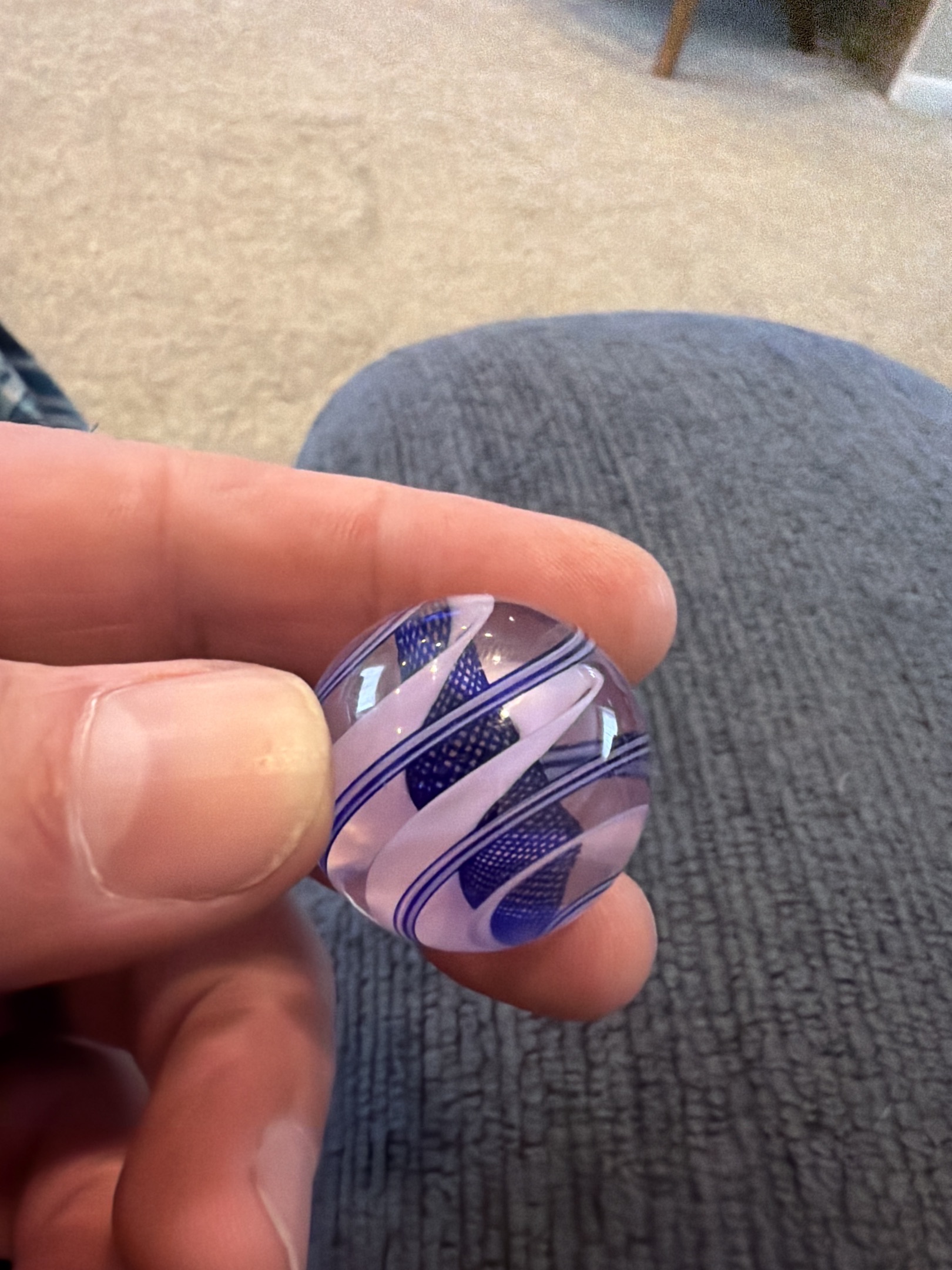 Latticinio Core Swirl (Blue Lattice) by German Glassworks (Lauscha Region)