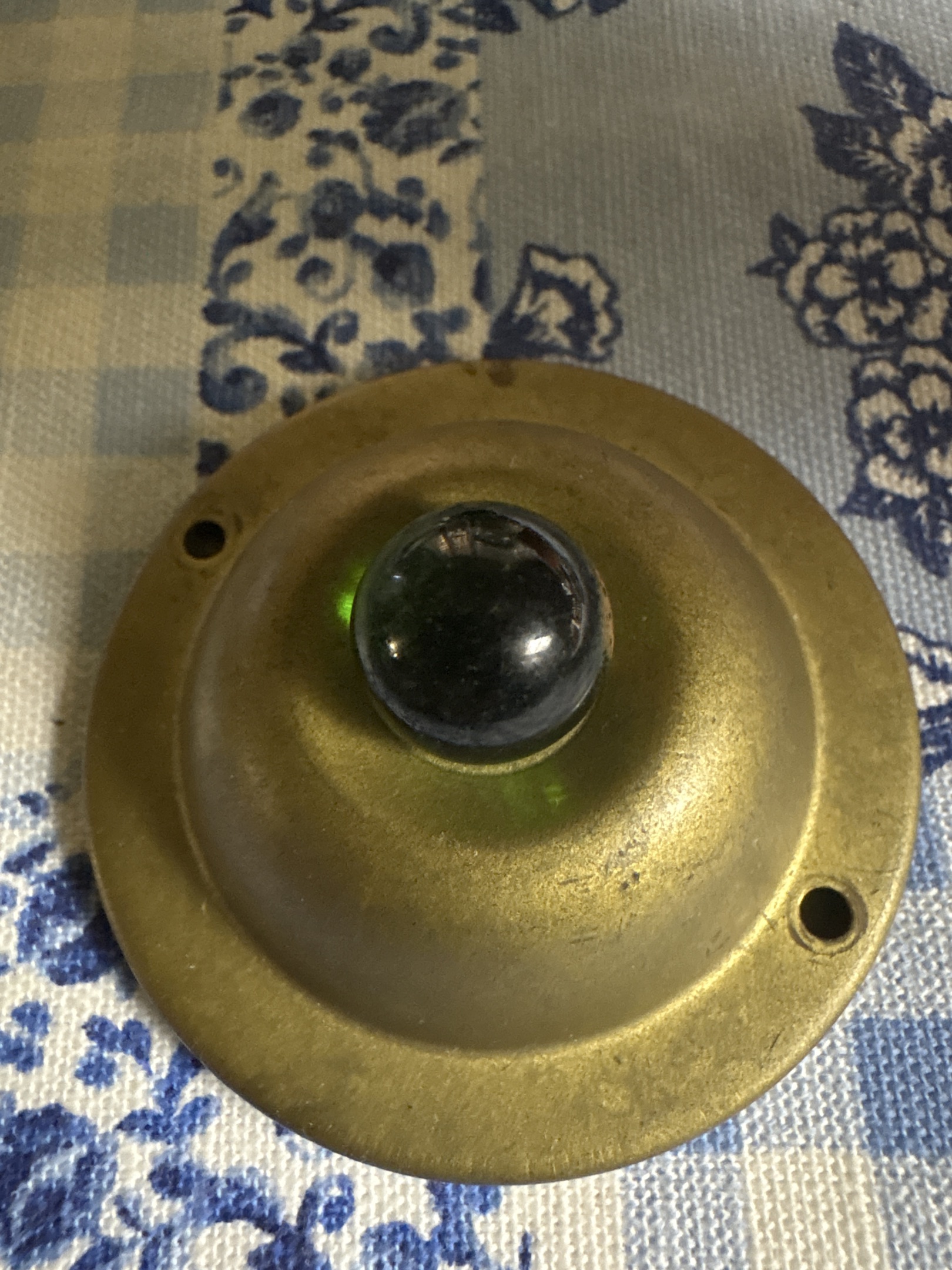 Translucent Green Glass Caster Ball by Vintage Utility / Industrial