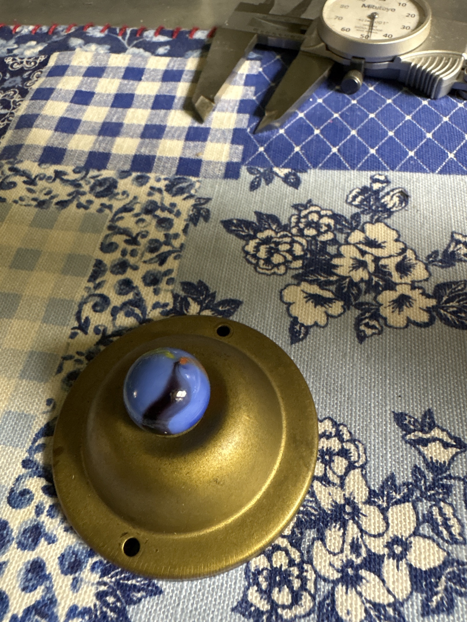 Blue and Orange/Brown Corkscrew by Akro Agate Company