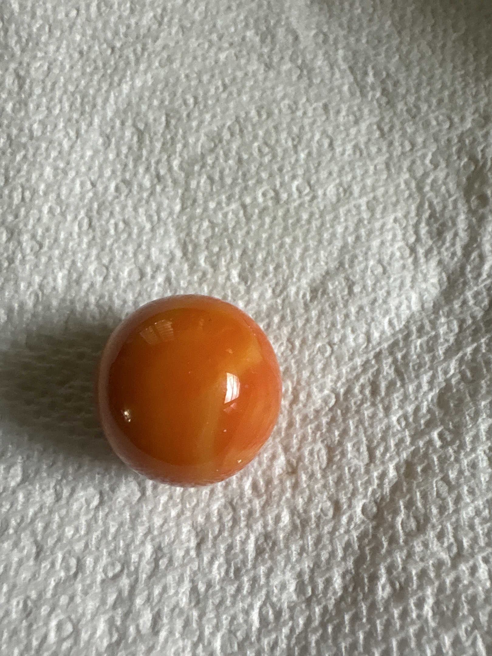 Orange Slag (Shooter) by Akro Agate Company, identification view