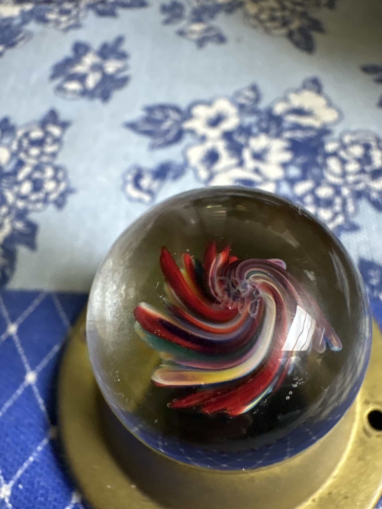Dahlia Pinwheel by Contemporary Art Glass Artist, identification view