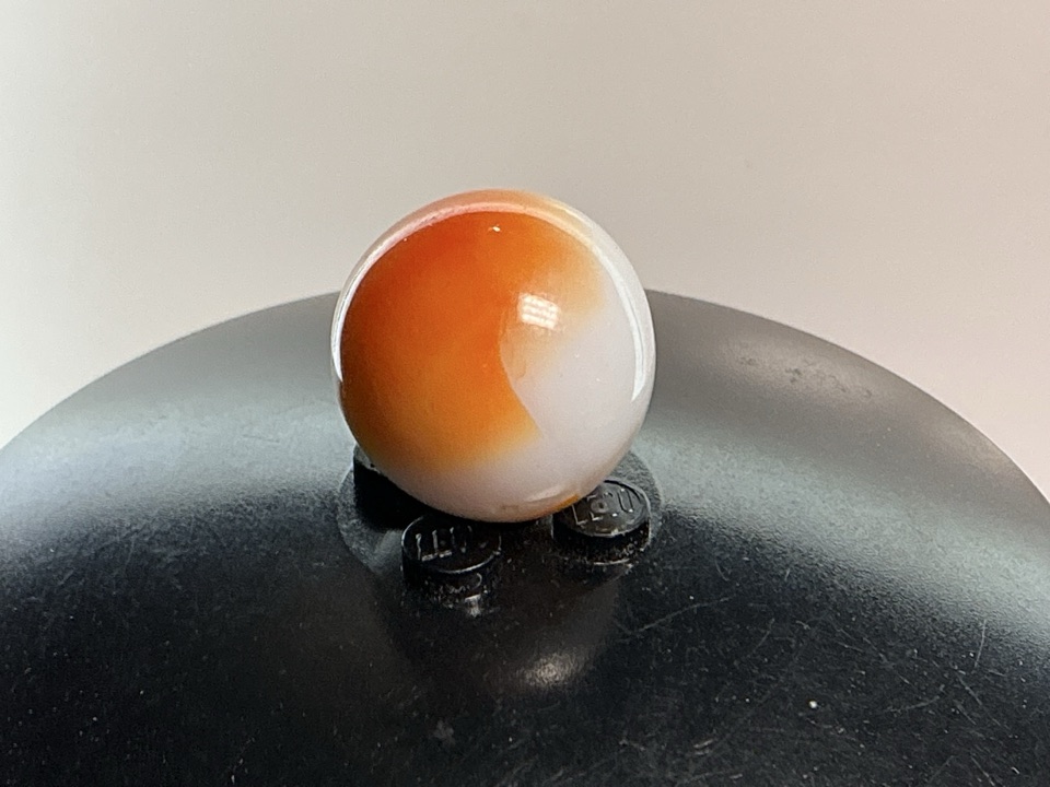 Orange and White Corkscrew by Akro Agate