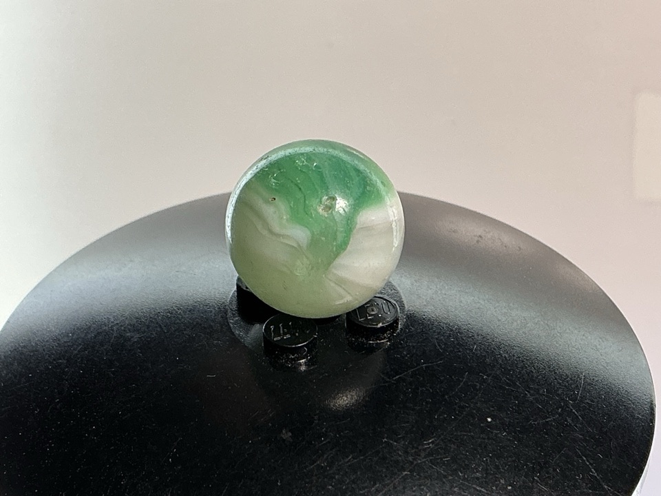 Green and White Slag by Akro Agate