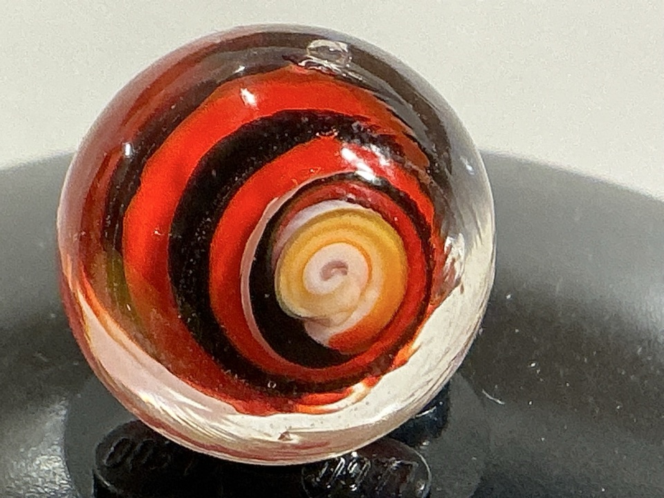 Banded Solid Core Swirl (Red & Black Bands) by German Handmade (Thuringia Region)