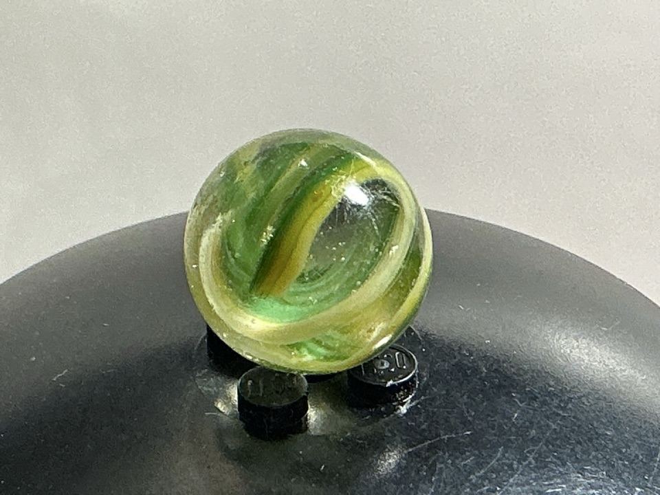 Green and Yellow Divided Ribbon Core Swirl by German Handmade (Lauscha Region)