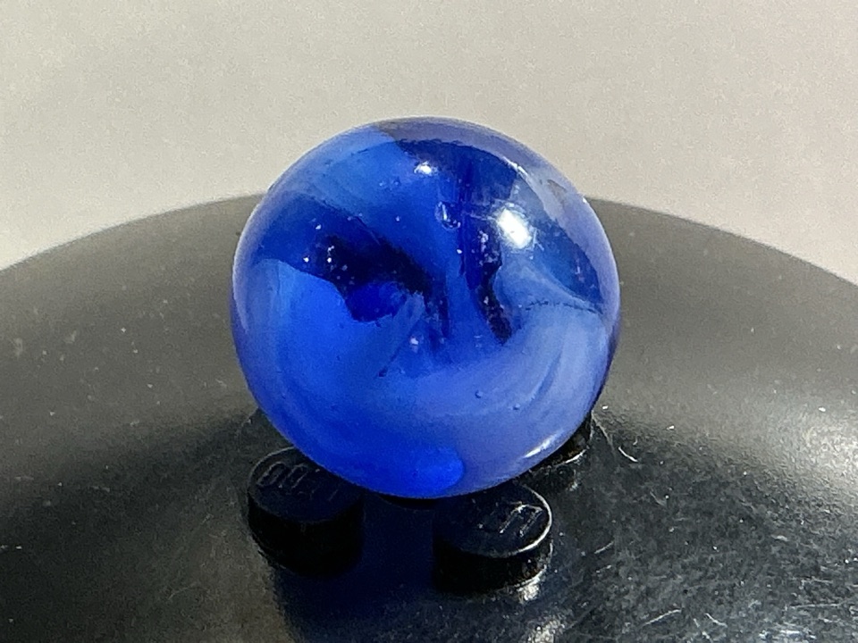 Blue Transparent with White Ribbon by Alley Agate