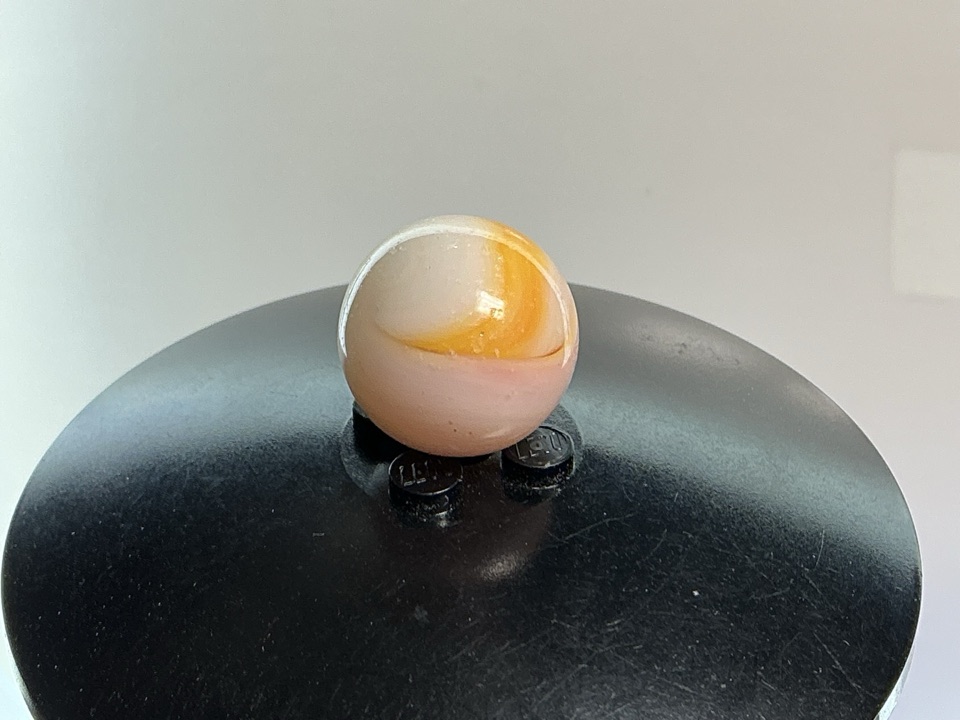 Orange and White Corkscrew - Egg Yolk by Akro Agate, identification view