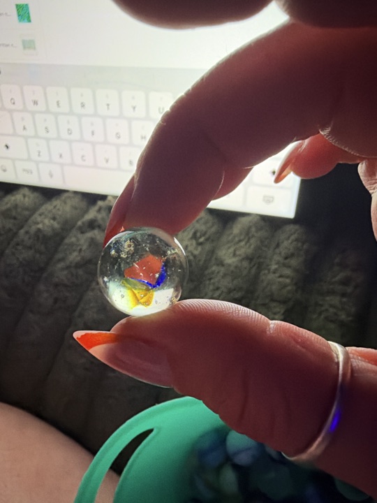 Rainbow Tri-Color Cat's Eye by Marble King, identification view