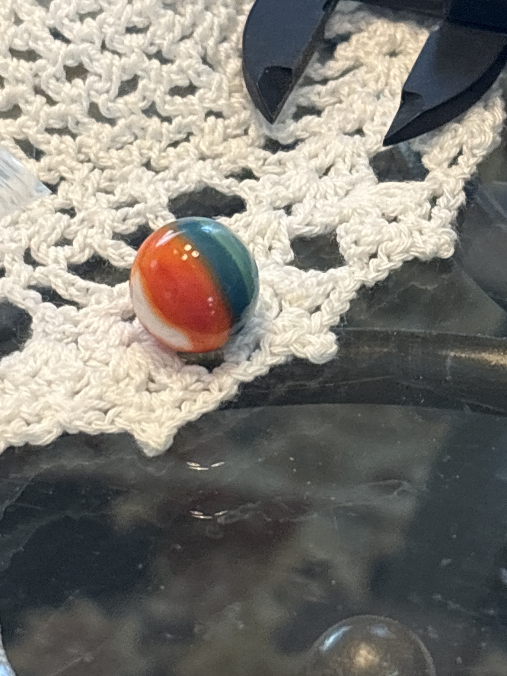 Teal and Orange Tri-Lite by Vitro Agate Company, identification view