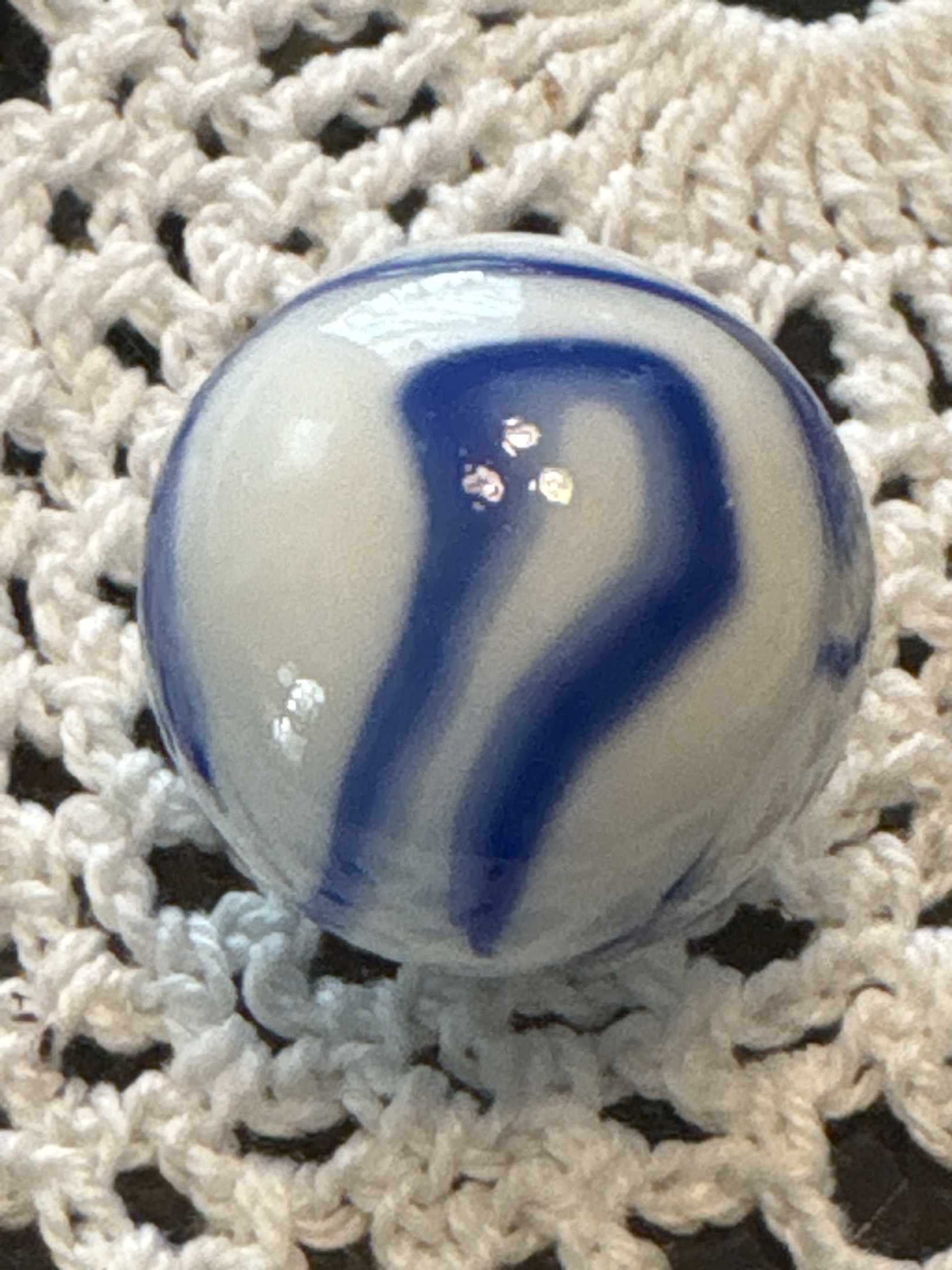 Blue and White Prize Name by Akro Agate Company
