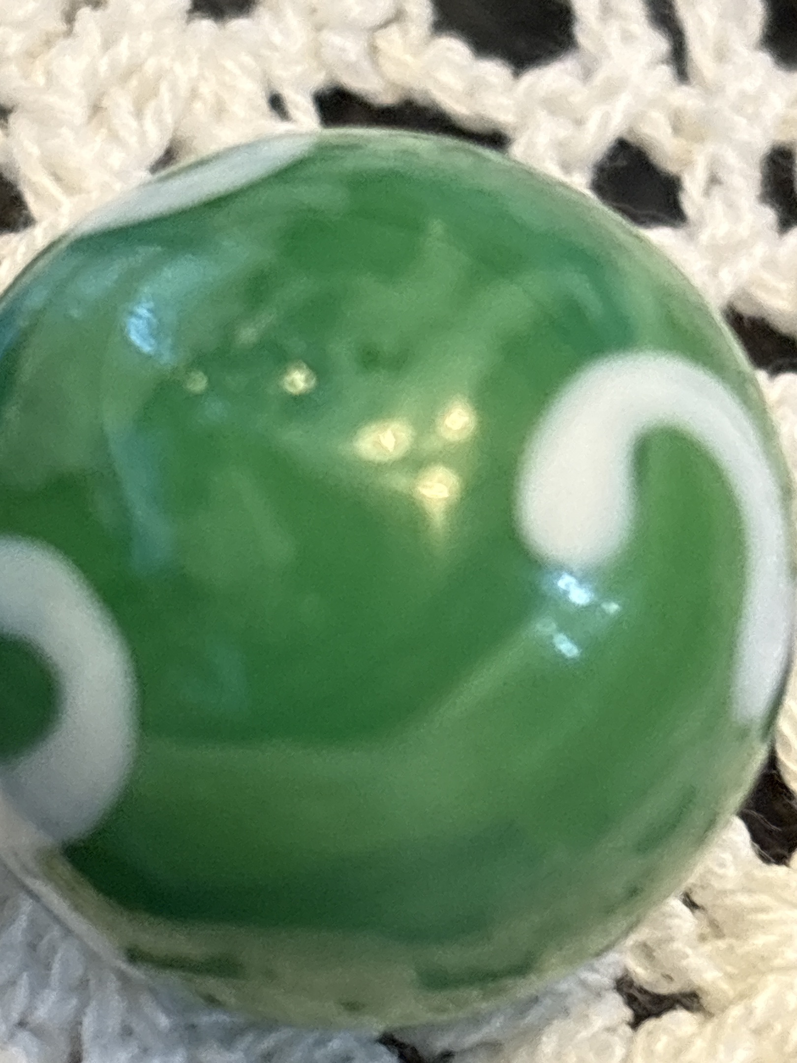 Green and White Shooter by Vitro Agate Company