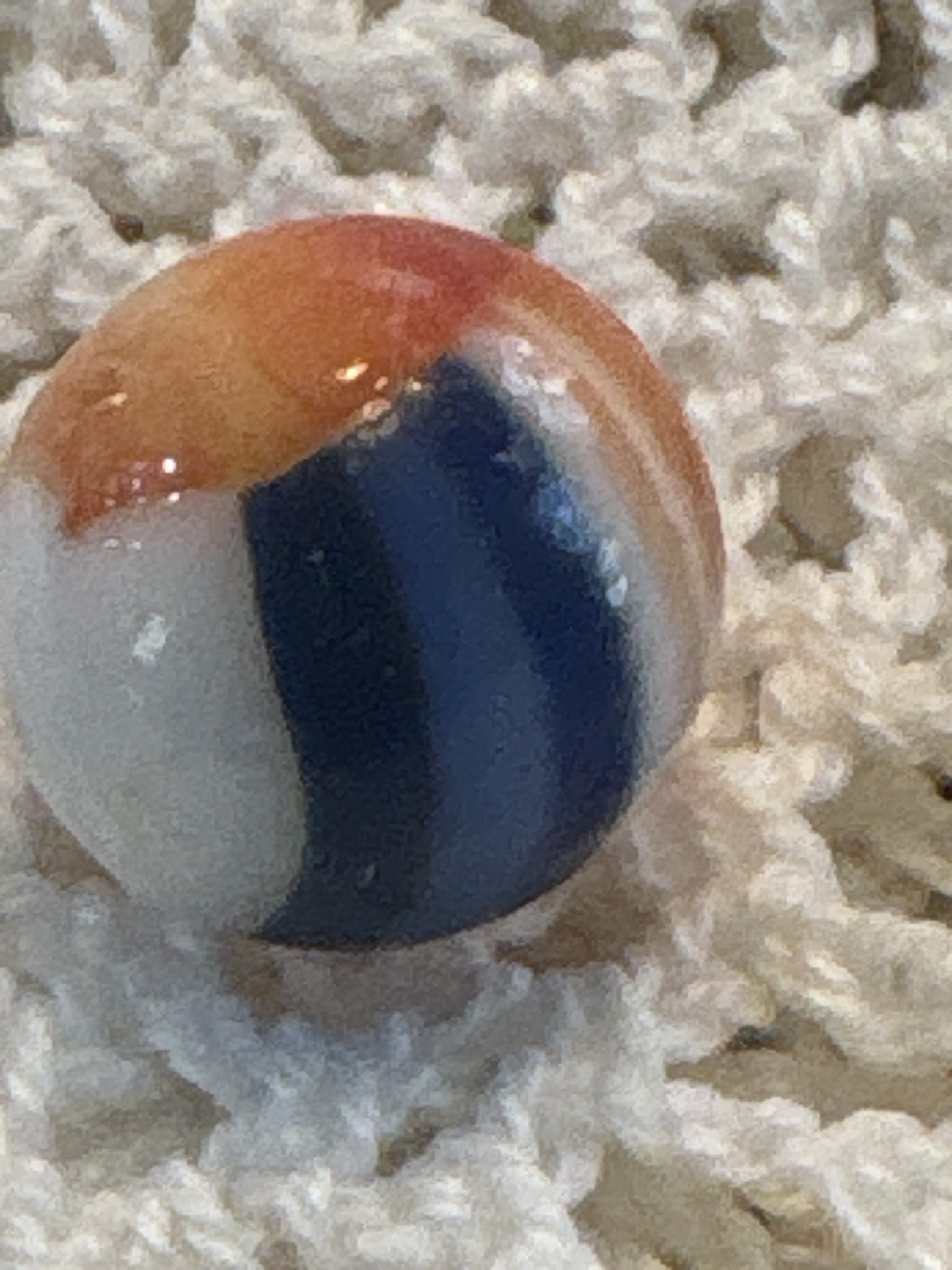 Red, White, and Blue by Vitro Agate Company, identification view