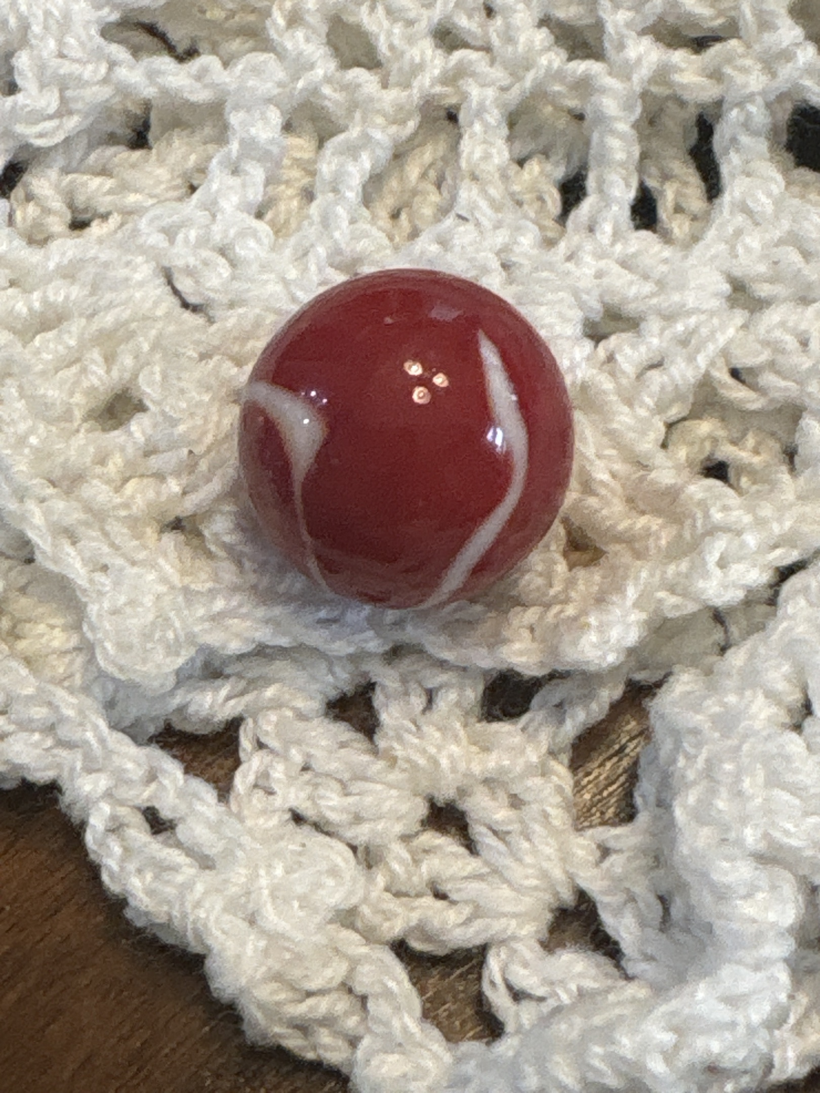 Red and White Swirl by Akro Agate Company