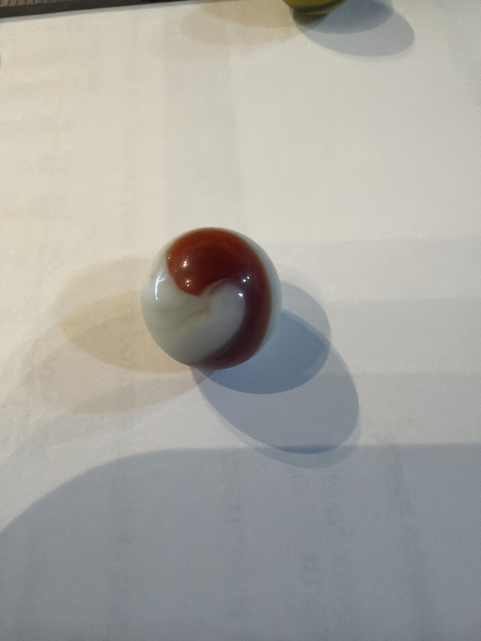 Red and White Corkscrew - Oxblood and White by Akro Agate, identification view