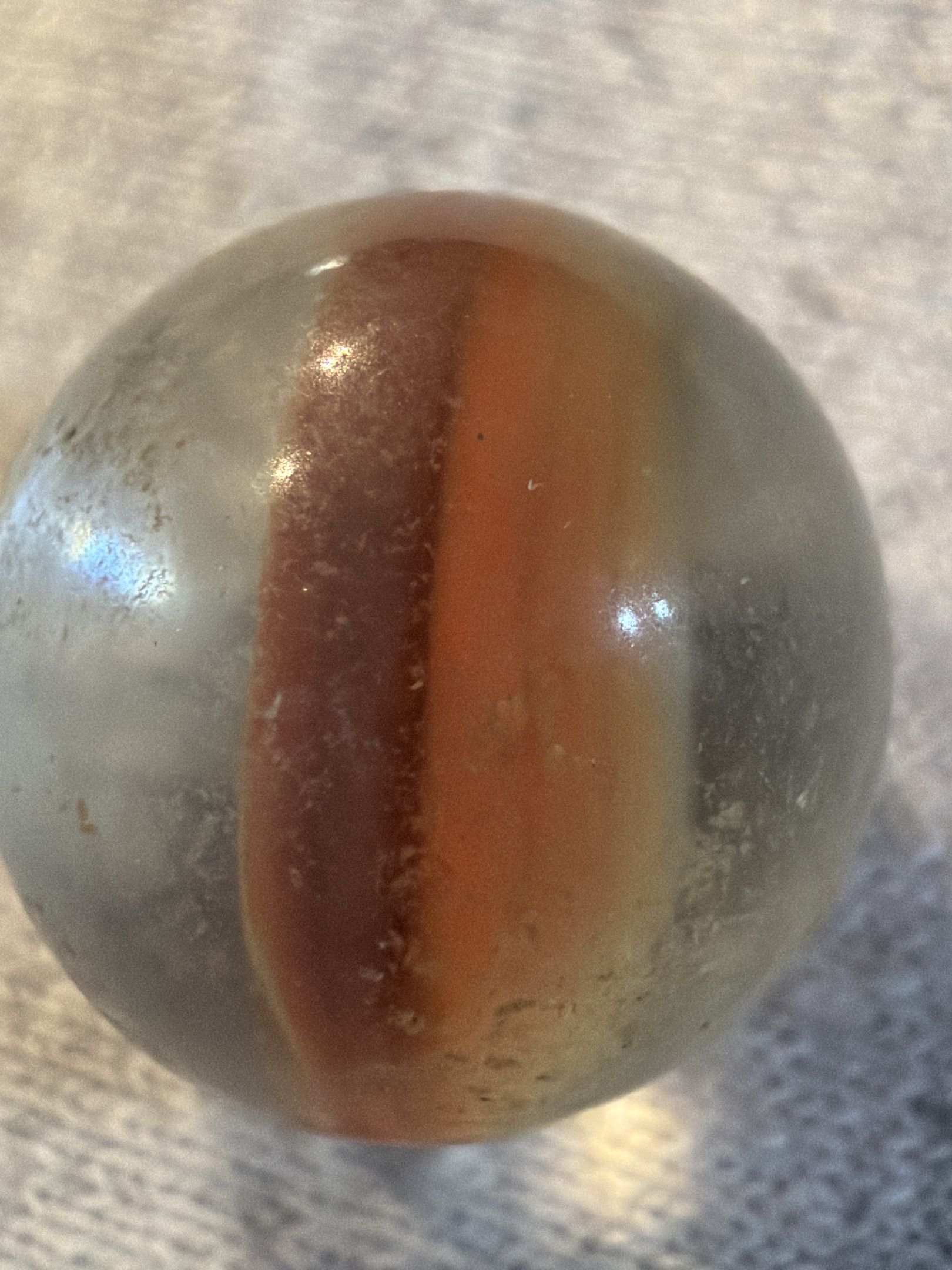 Special - Orange Oxblood Ribbon by Akro Agate, identification view