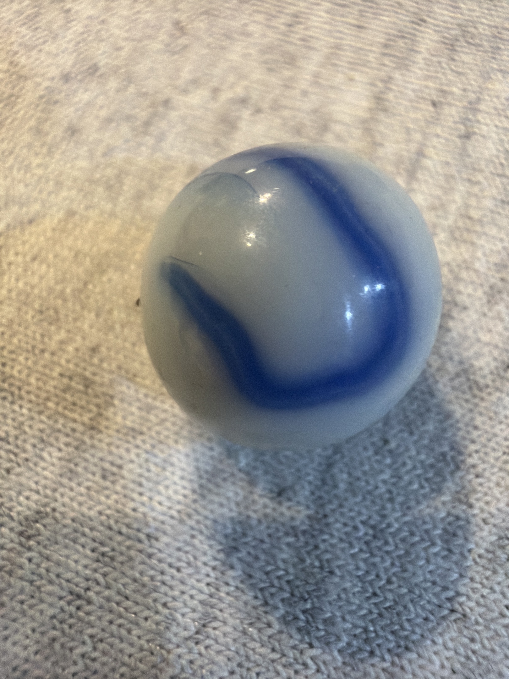 Blue and White Corkscrew by Akro Agate
