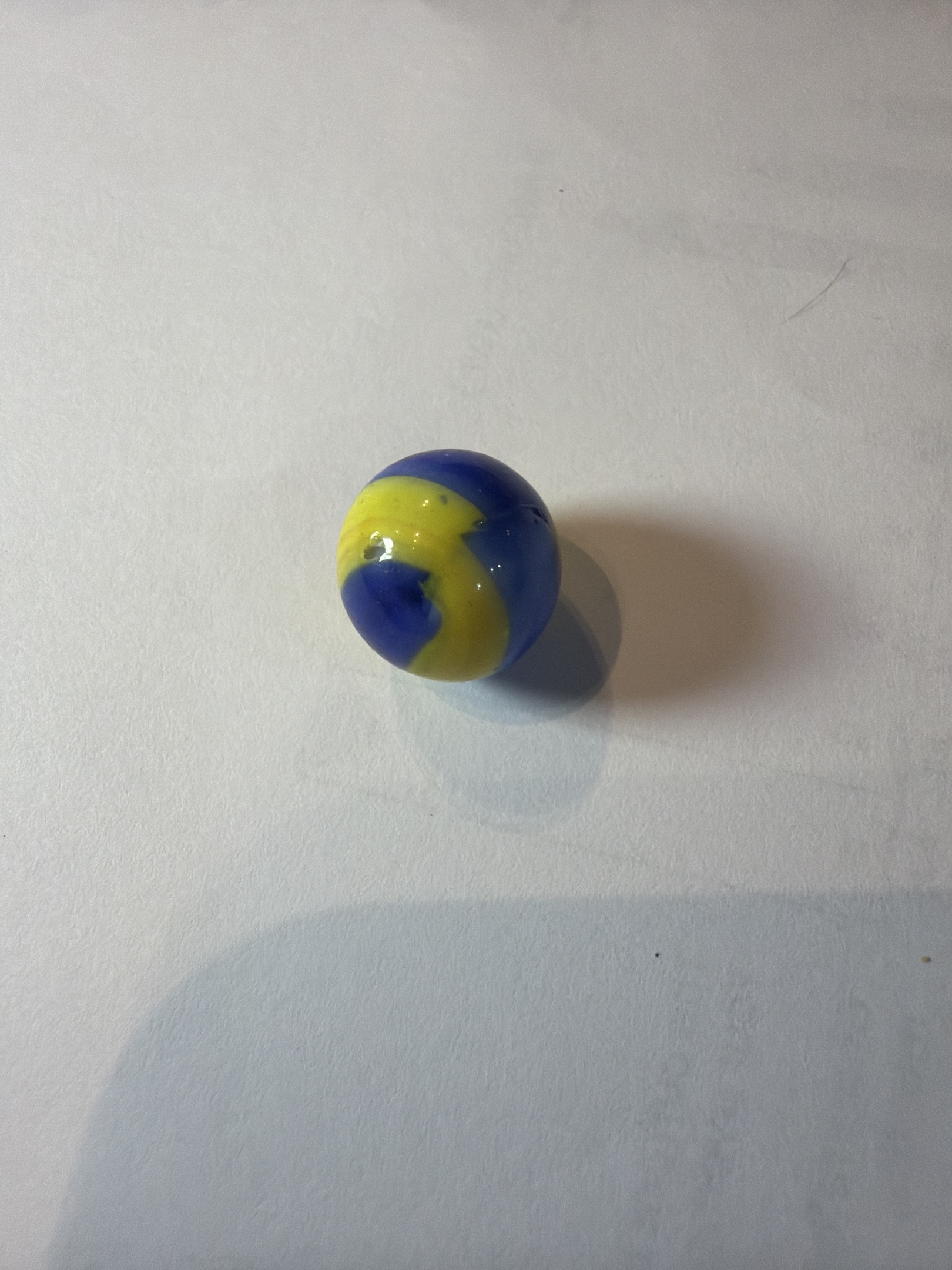 Blue and Yellow Opaque Swirl by Vitro Agate, identification view