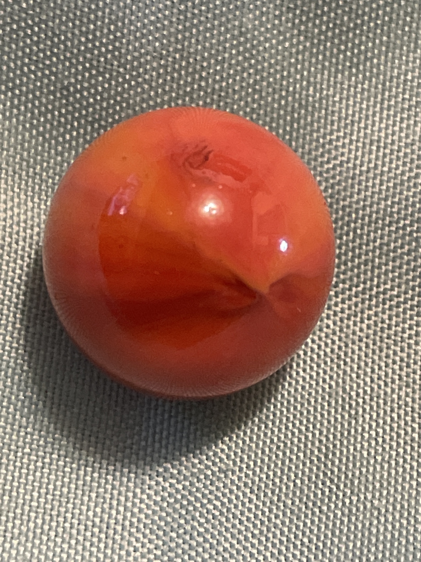 Orange-Red Feather by Peltier Glass Company, identification view