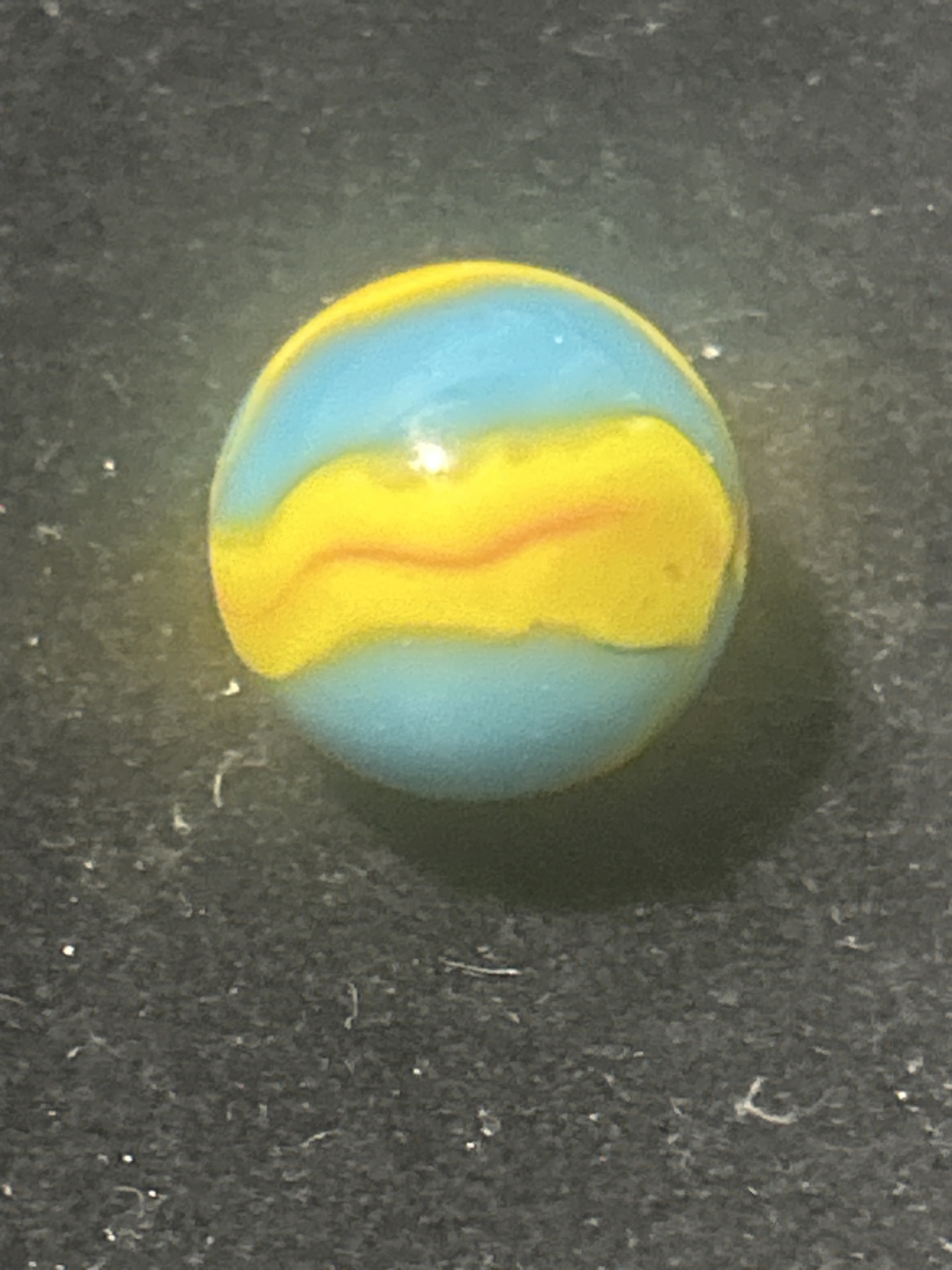 Sky Blue with Yellow and Orange by Akro Agate Company