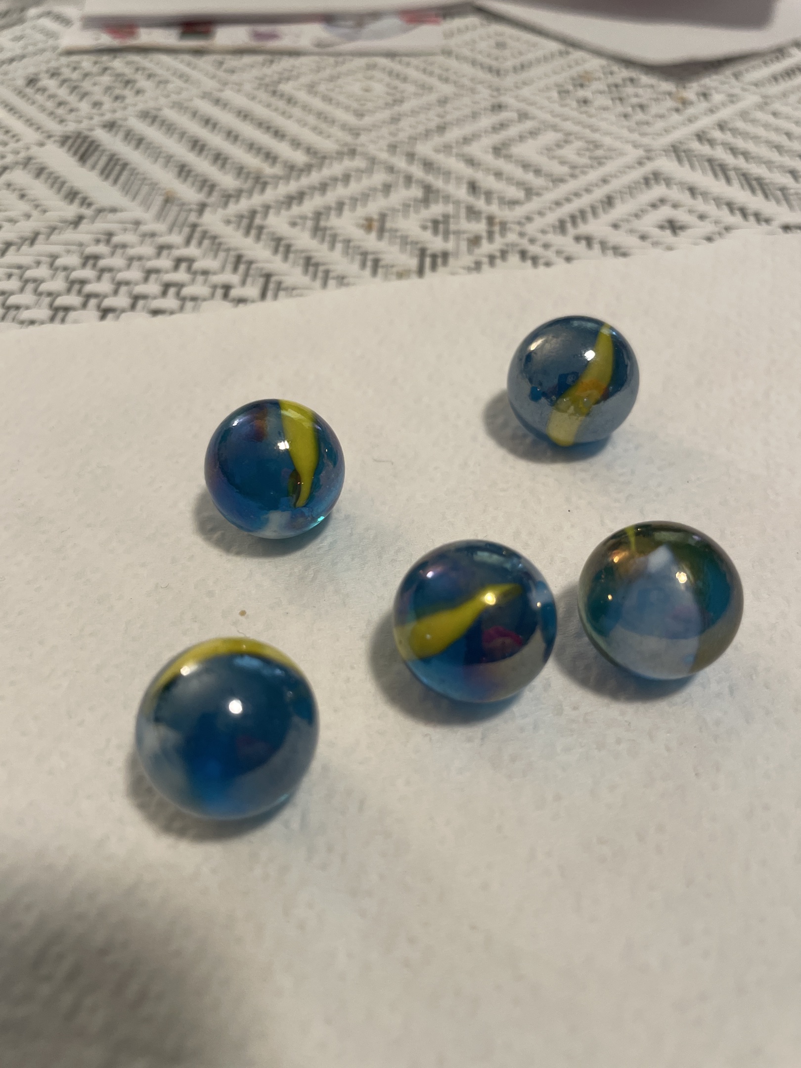 Blue, Yellow, and White Multi-Vane by Marble King