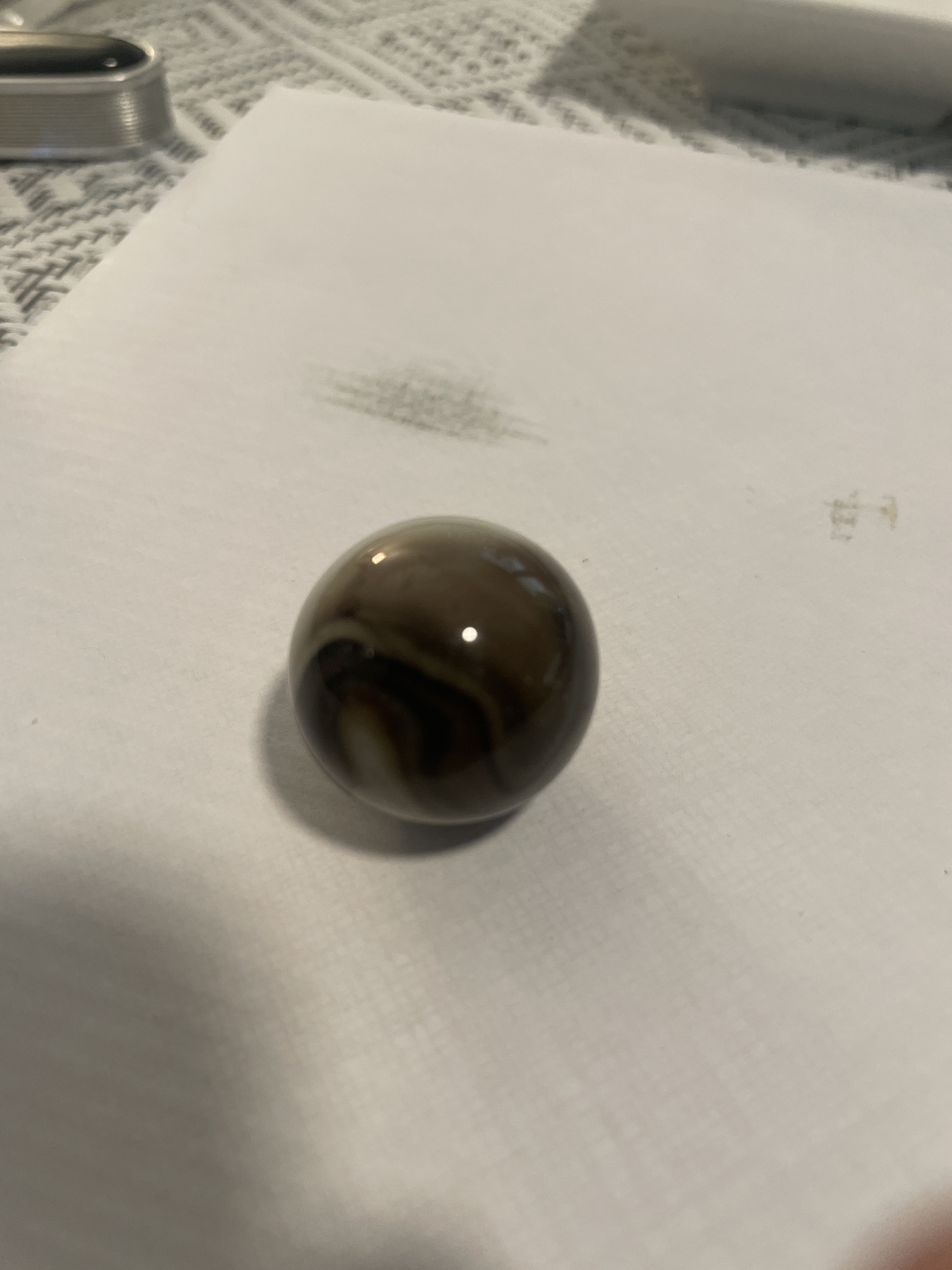Brown Slag Shooter by Akro Agate Company