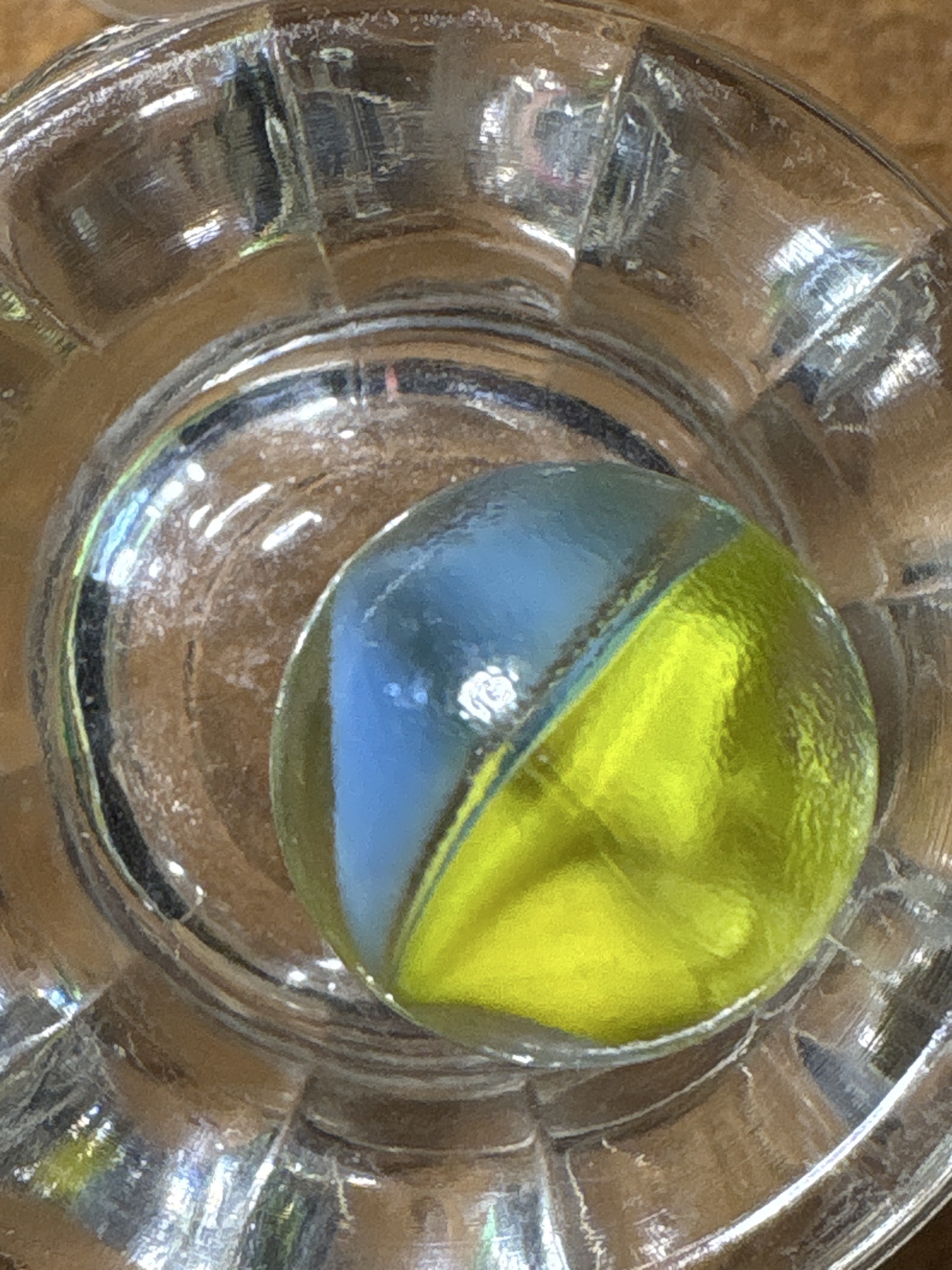 Yellow and Blue Japanese Cat's Eye by Matsuno (Japan)