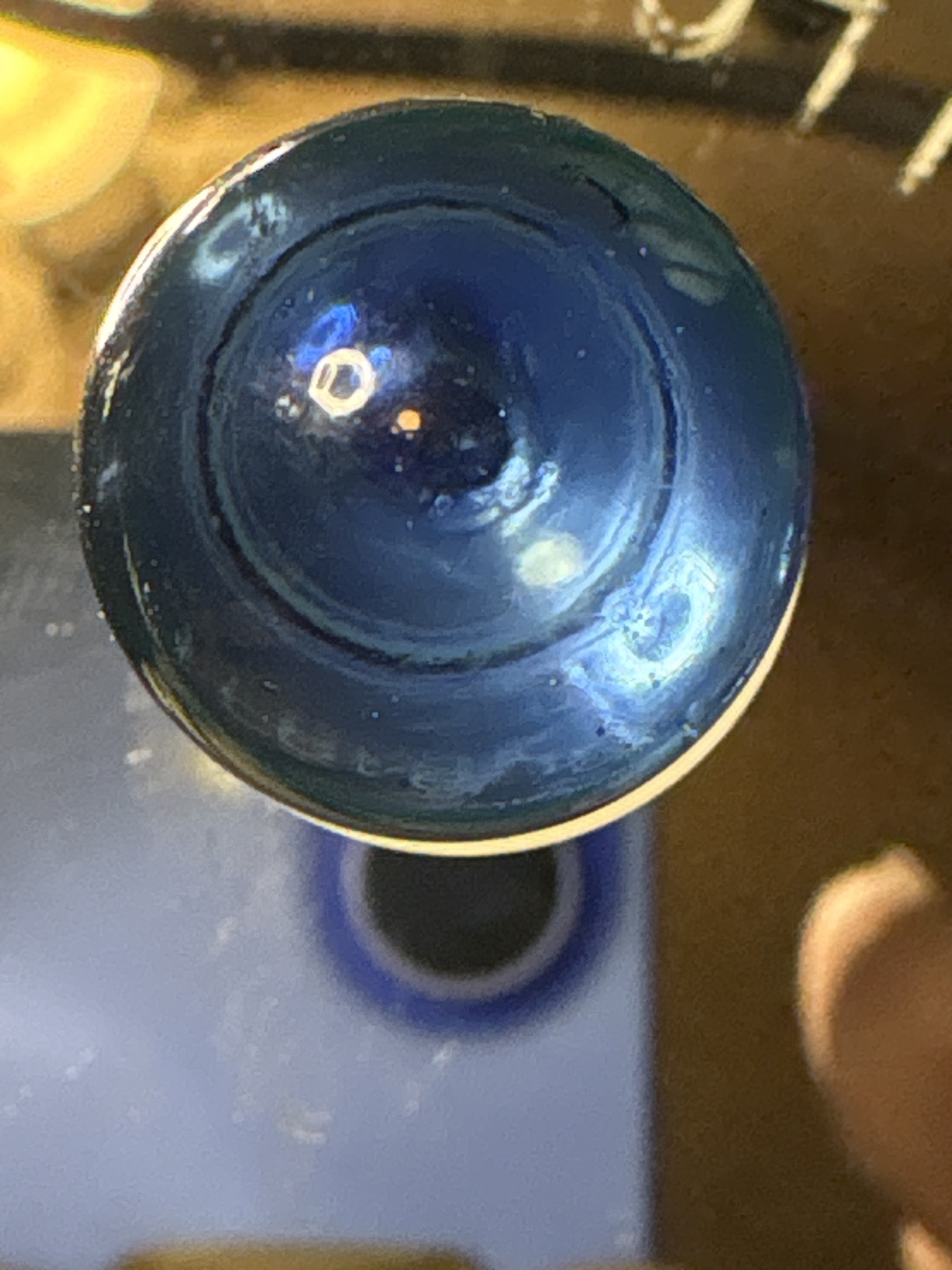 Cobalt Blue Game Marble by Akro Agate Company, identification view