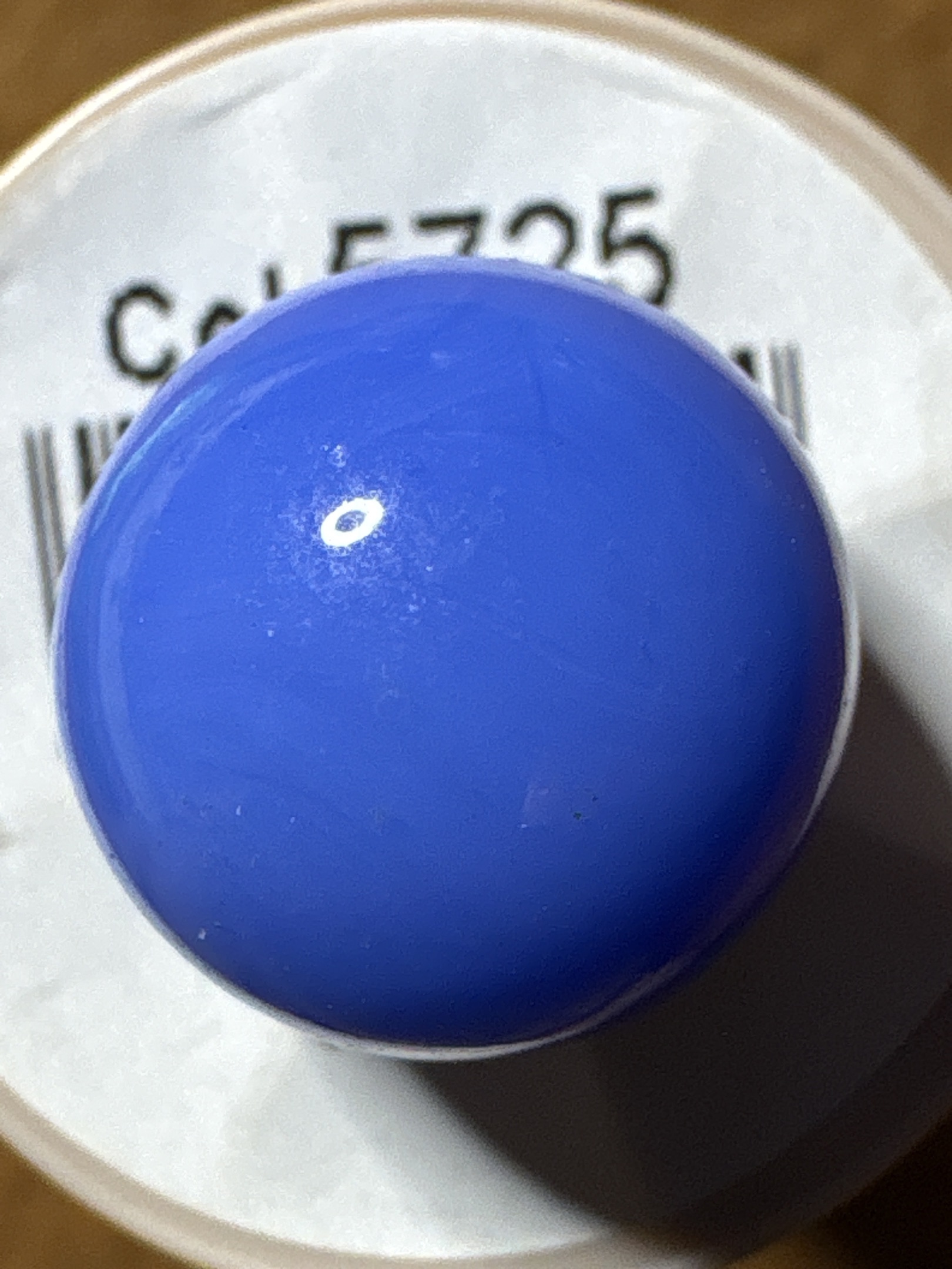 Solid Blue Game Marble by Vitro Agate Company, identification view