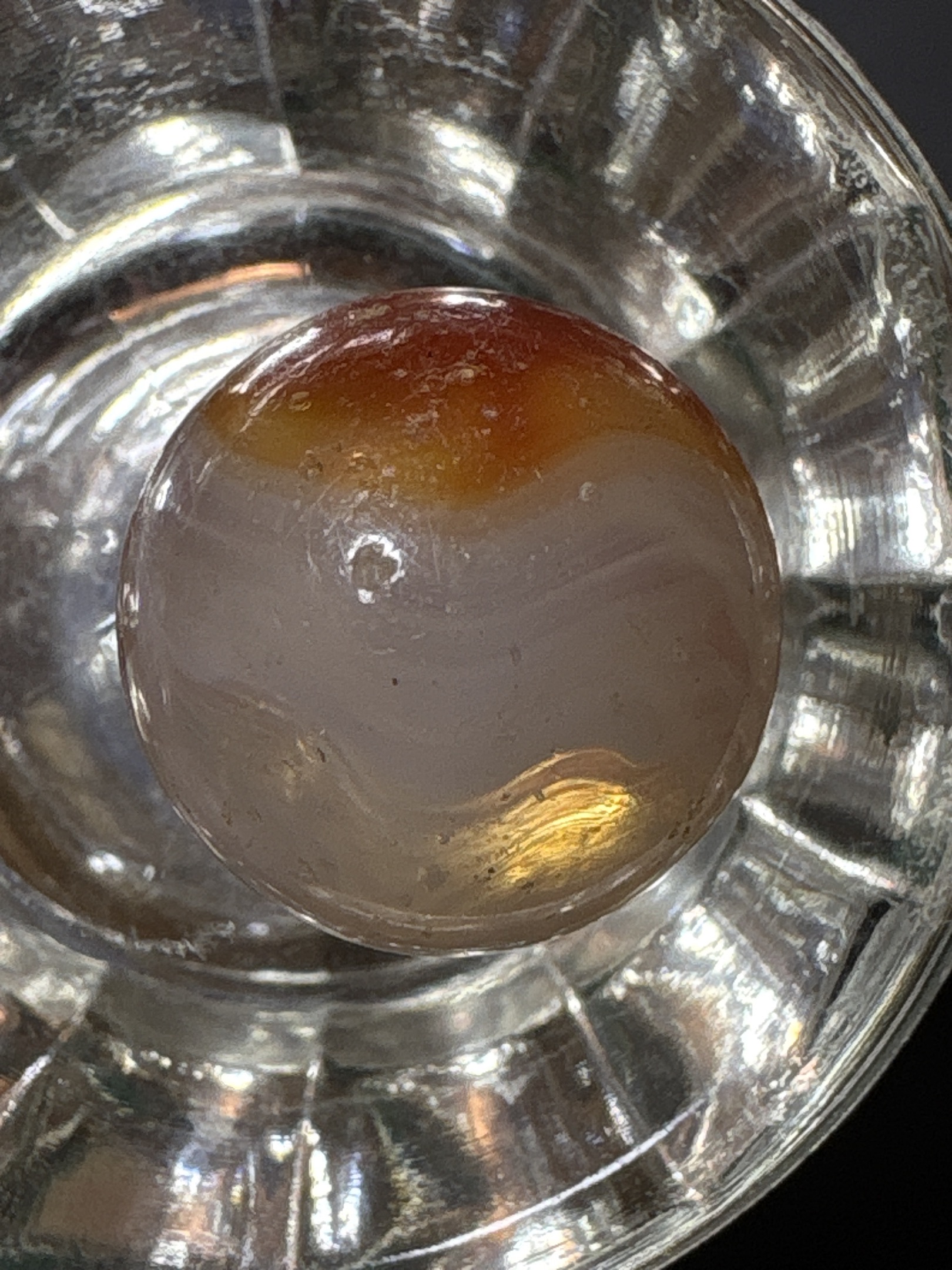 Translucent Patch (Red-Orange) by Akro Agate Company, identification view