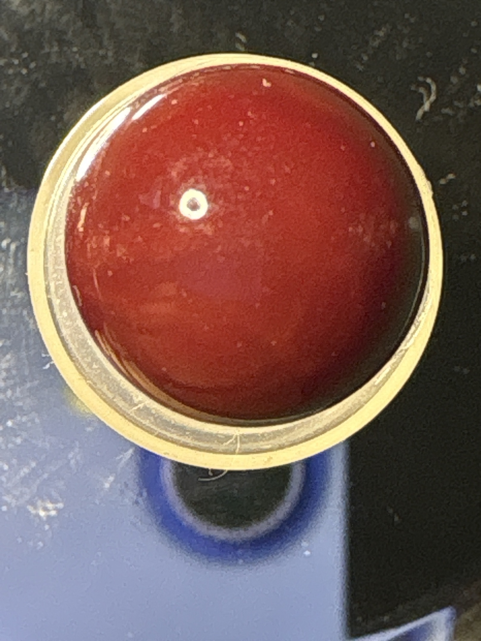 Solid Red Game Marble by Akro Agate Company, identification view