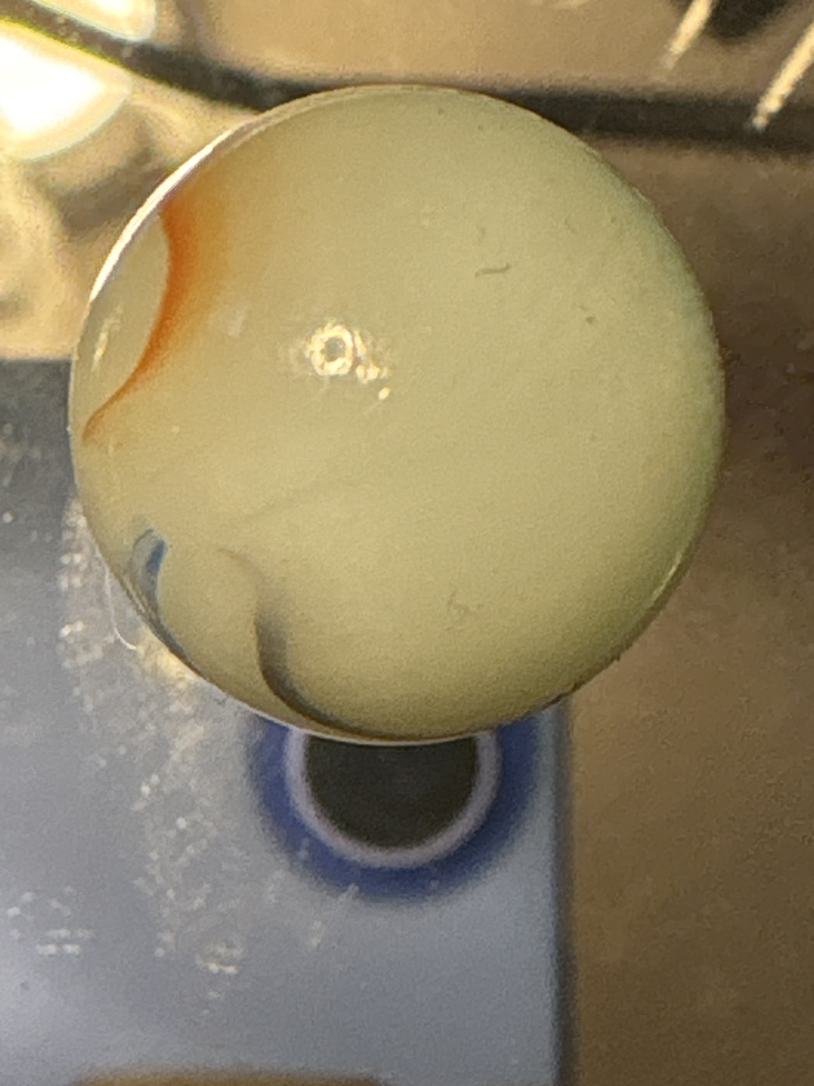 Orange and Blue Popeye by Akro Agate Company, identification view