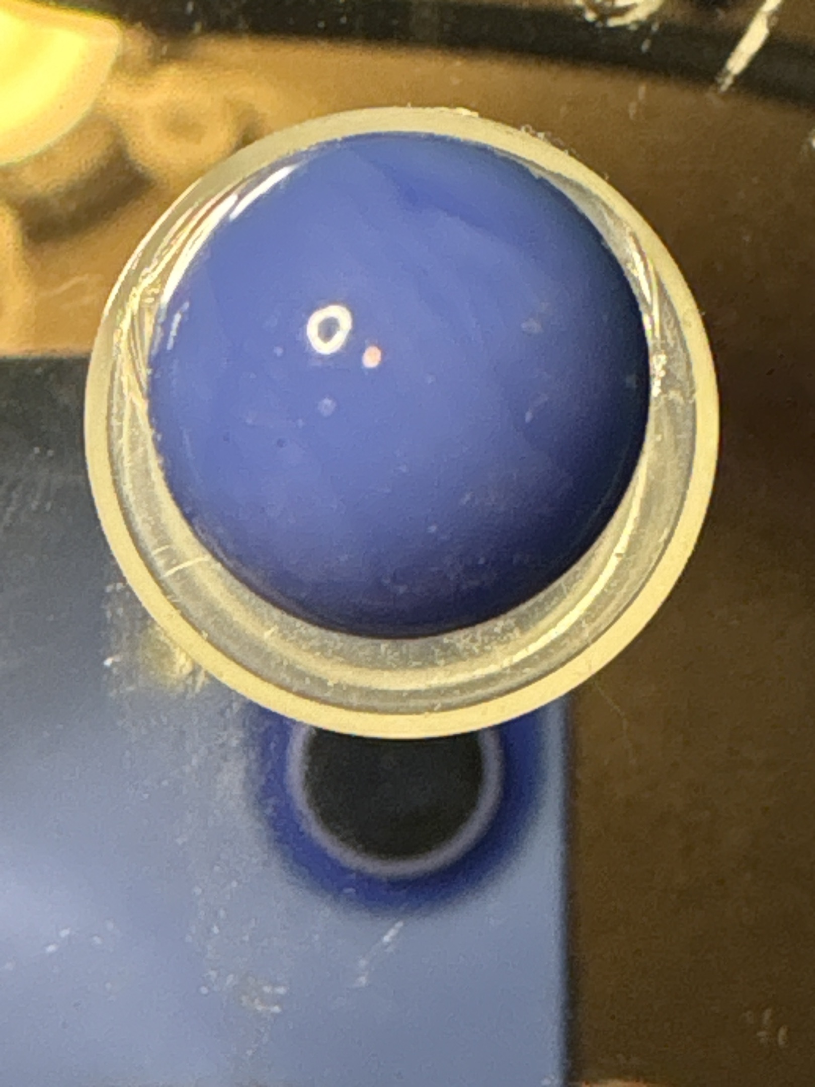 Solid Blue Game Marble by Akro Agate Company, identification view