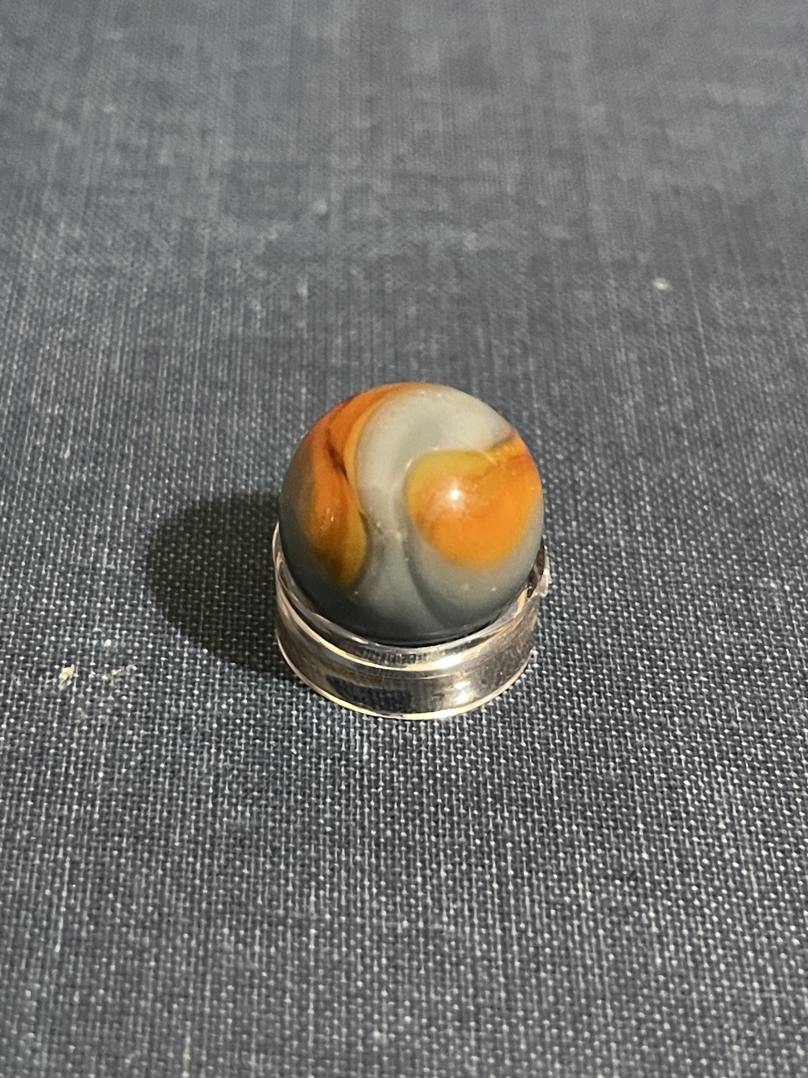 Orange and Grey Swirl (Flame-like) by Alley Agate, identification view