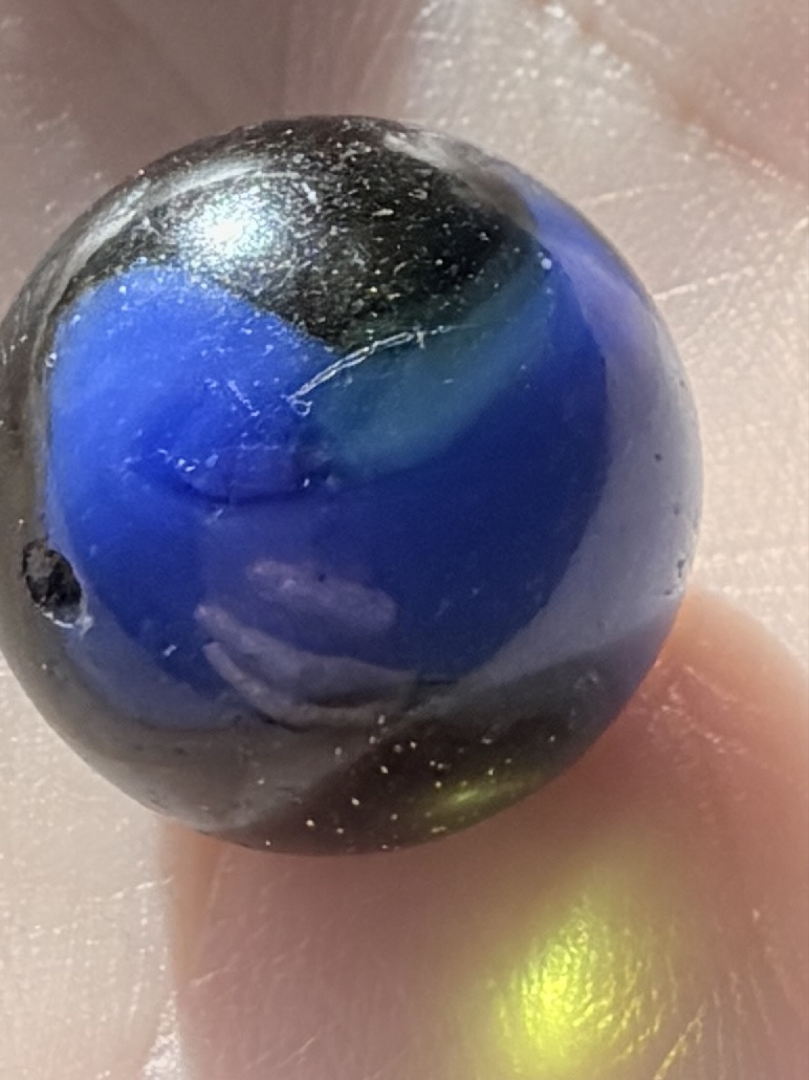 Special - Black with Cobalt Blue Patch by Akro Agate, identification view