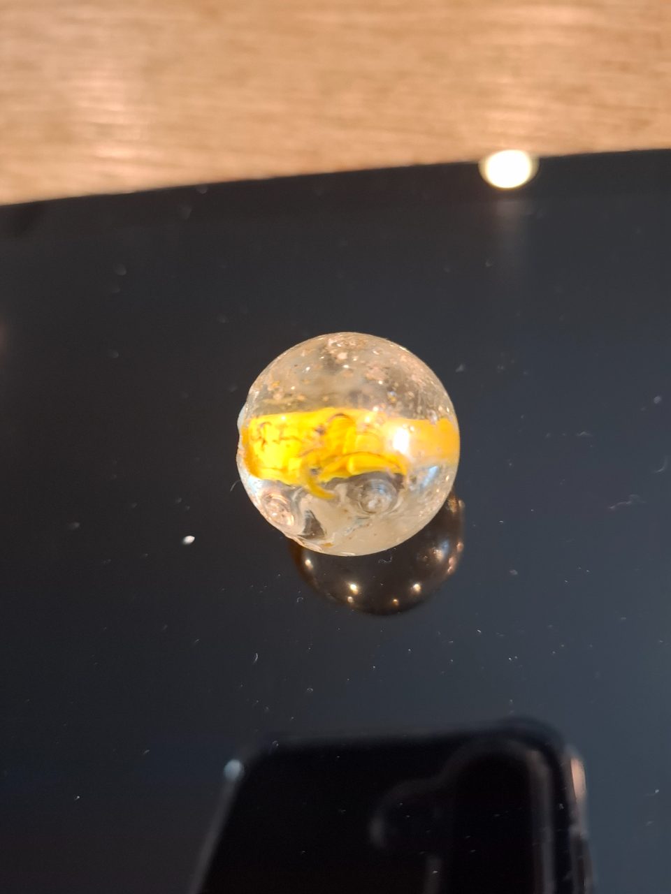 Yellow Banana Cat's Eye by Vitro Agate Co., identification view