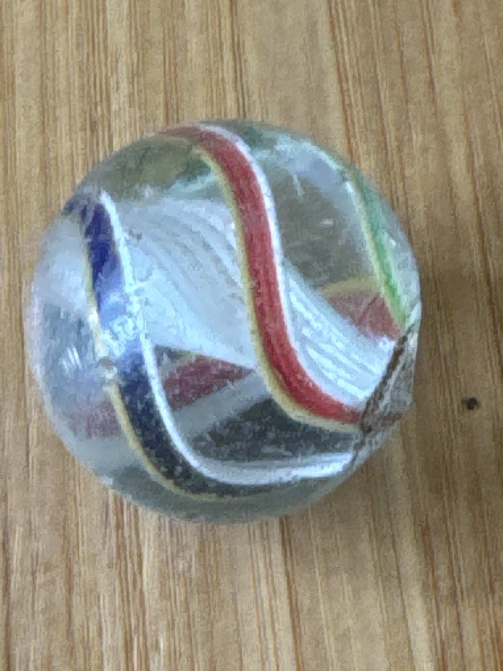 Multicolor Latticinio Core with Outer Ribbon Bands by German Handmade