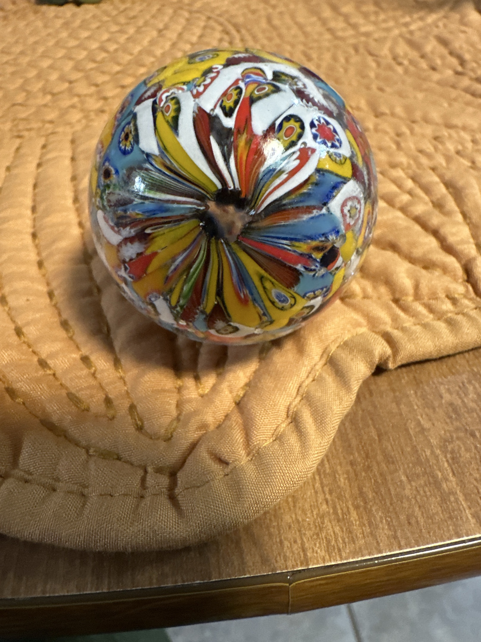 Classic Millefiori Carpet Ground Sphere by Murano - Fratelli Toso / Venetian Art Glass, identification view