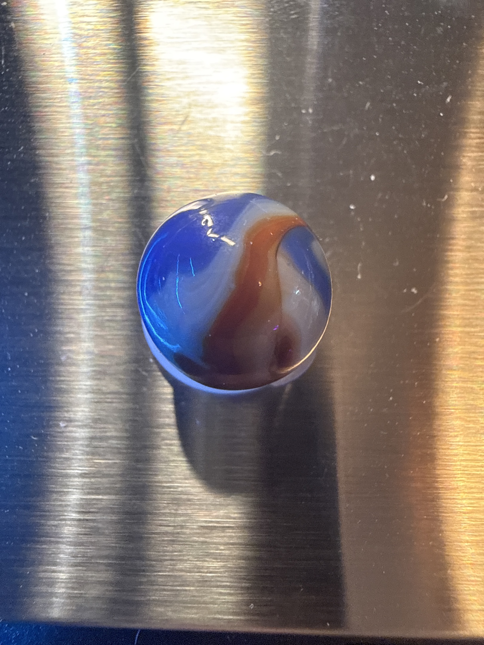 Red, White, and Blue by Vitro Agate Company, identification view