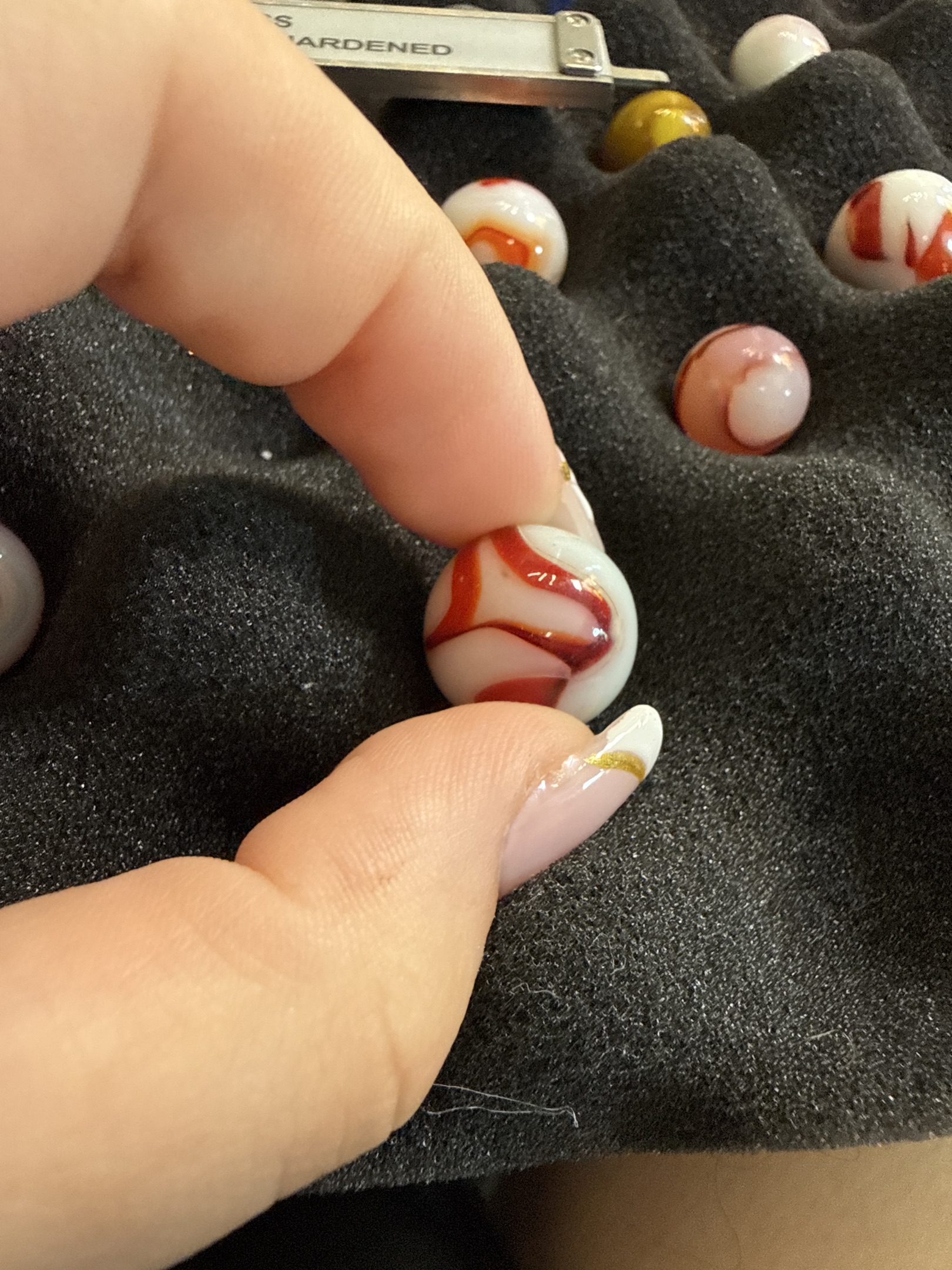 Red and White Swirl by Alley Agate, identification view