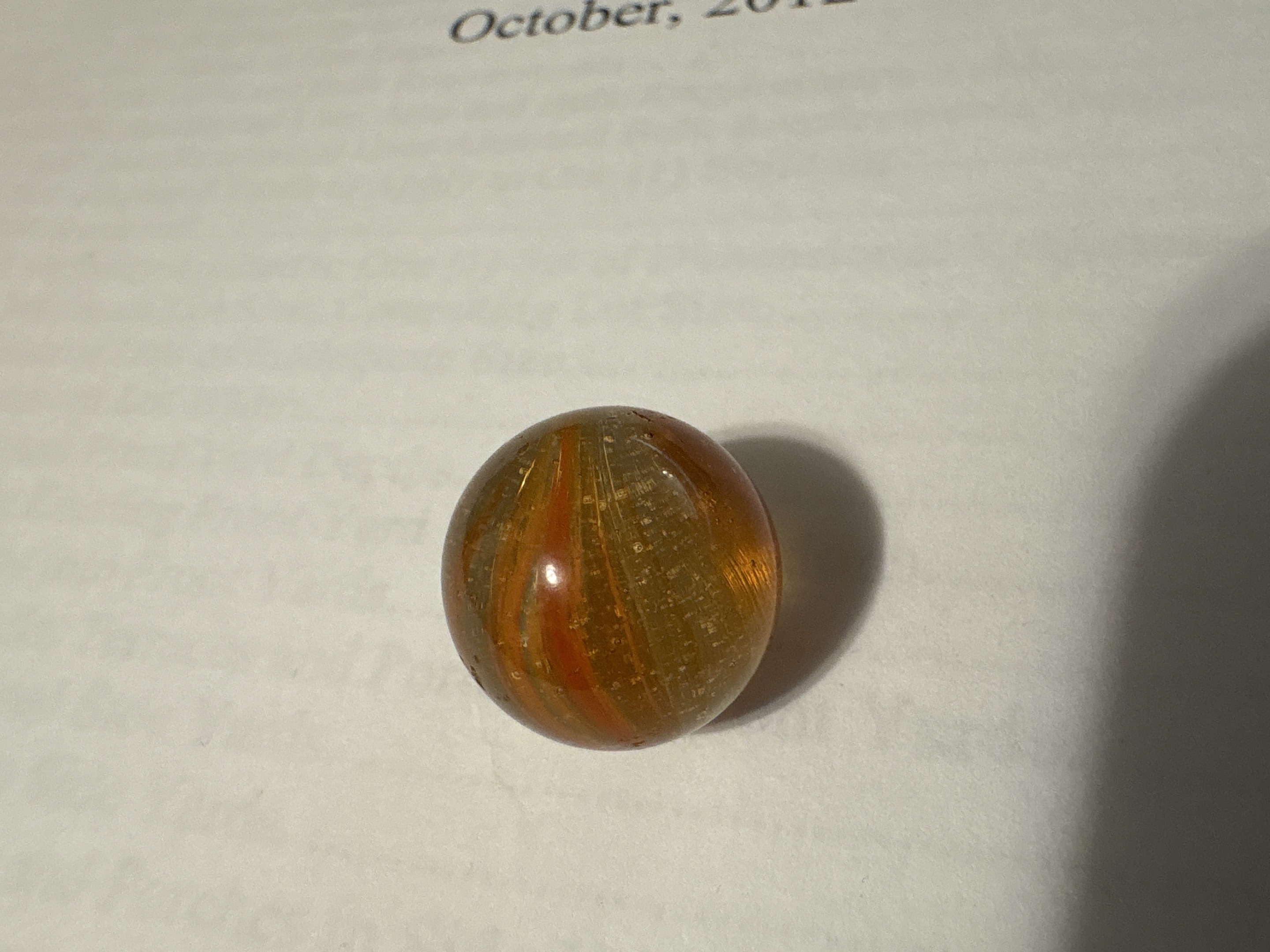 Amber Cat's Eye with Red Vanes by Vitro Agate, identification view