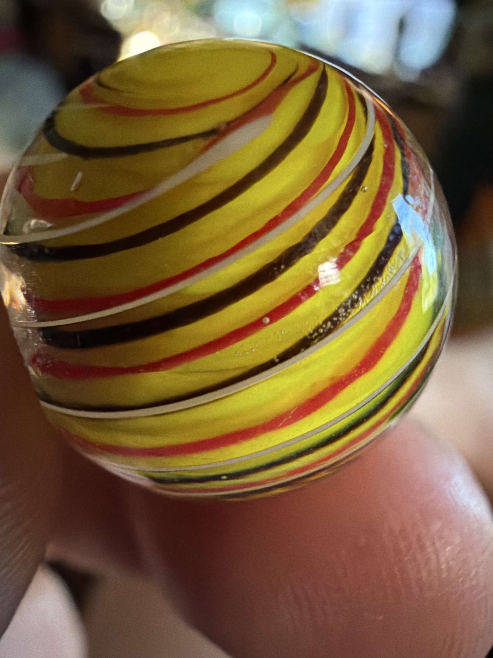 Joseph's Coat Swirl (Yellow Core) by German Handmade, identification view