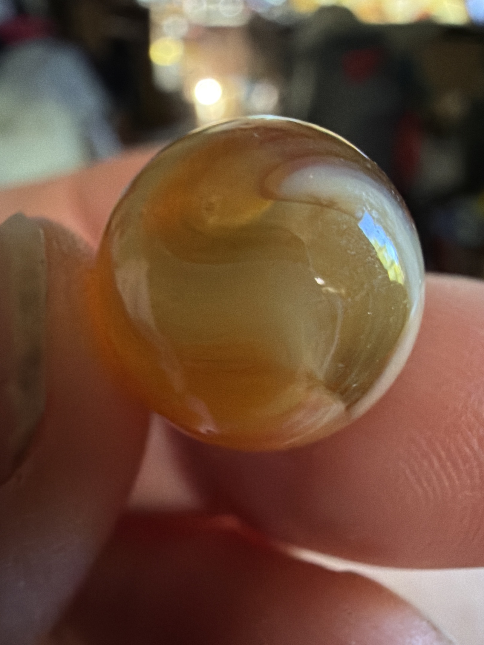 Peach or Butterscotch Swirl by Alley Agate, identification view
