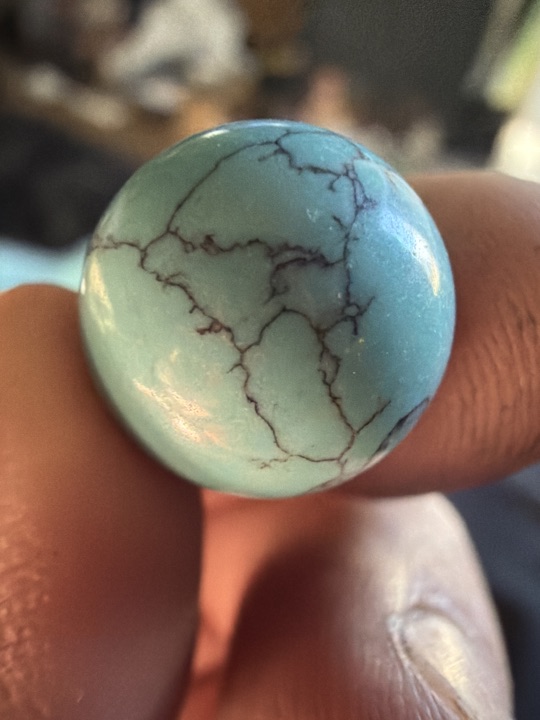Natural Turquoise Nugget by Mexican Artisan Lapidary, identification view