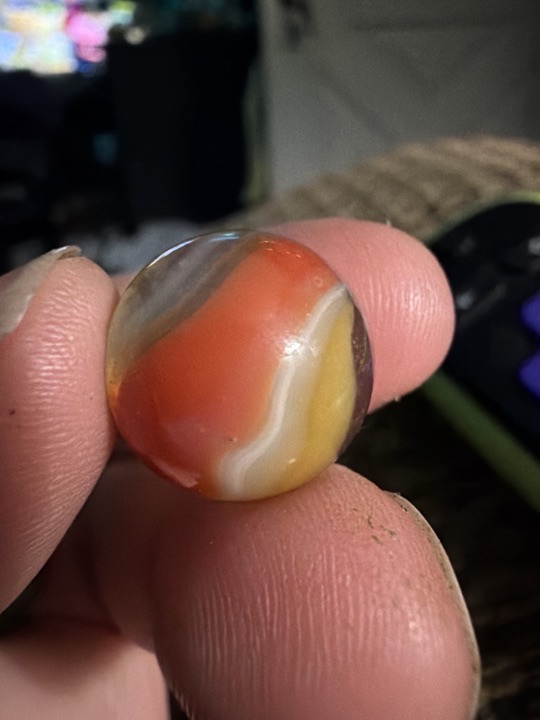 Special - Orange, Yellow and White Three-Color Patch by Akro Agate, identification view