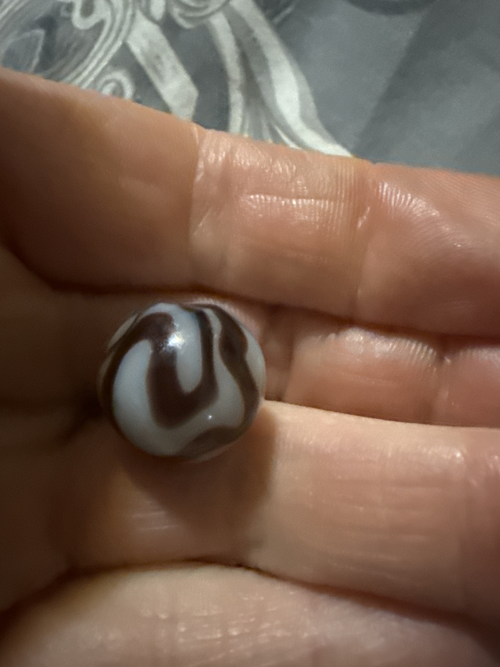 Brown on White/Pale Blue Swirl by Alley Agate