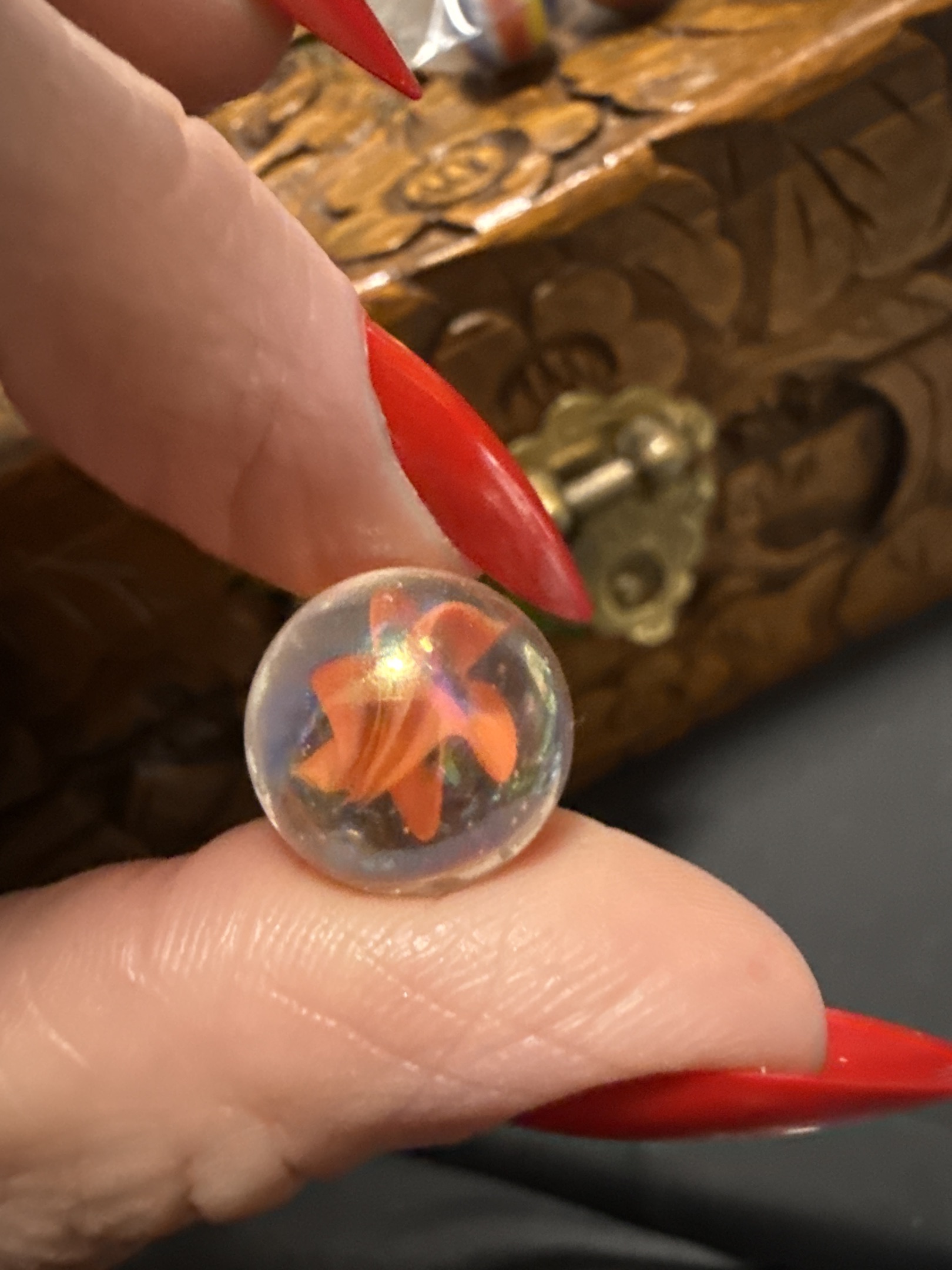 Iridescent Orange Cat's Eye by Vacor de Mexico (Mega Marbles)