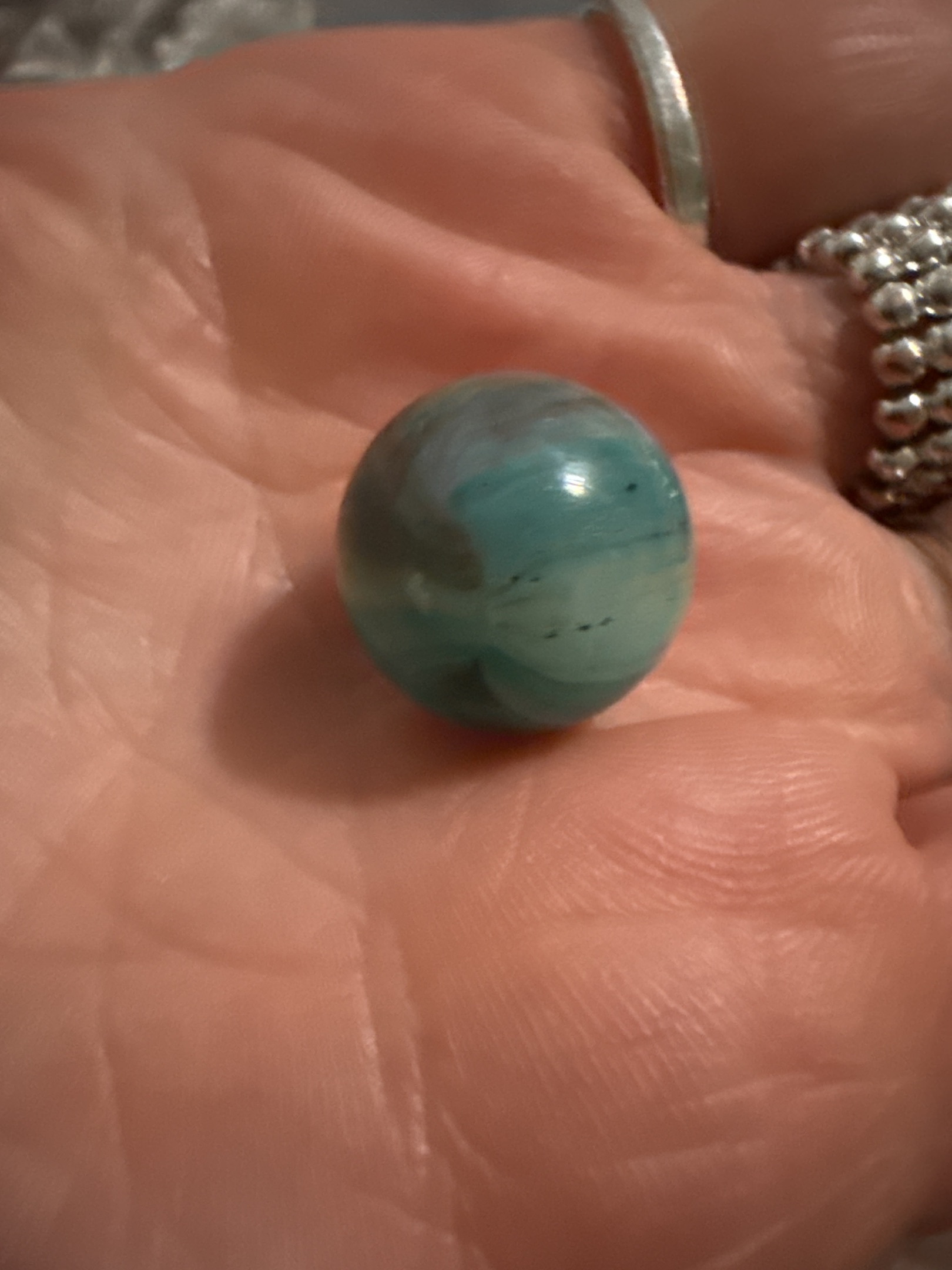 Turquoise/Brown Moss Agate Swirl by Akro Agate Company