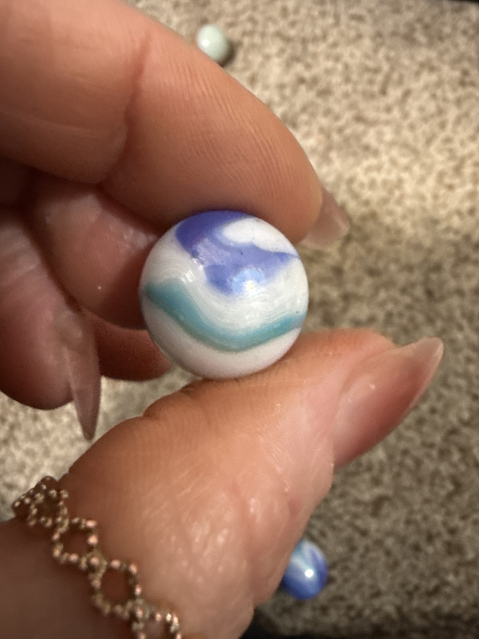 Blue and Teal Conqueror by Vitro Agate Company, identification view