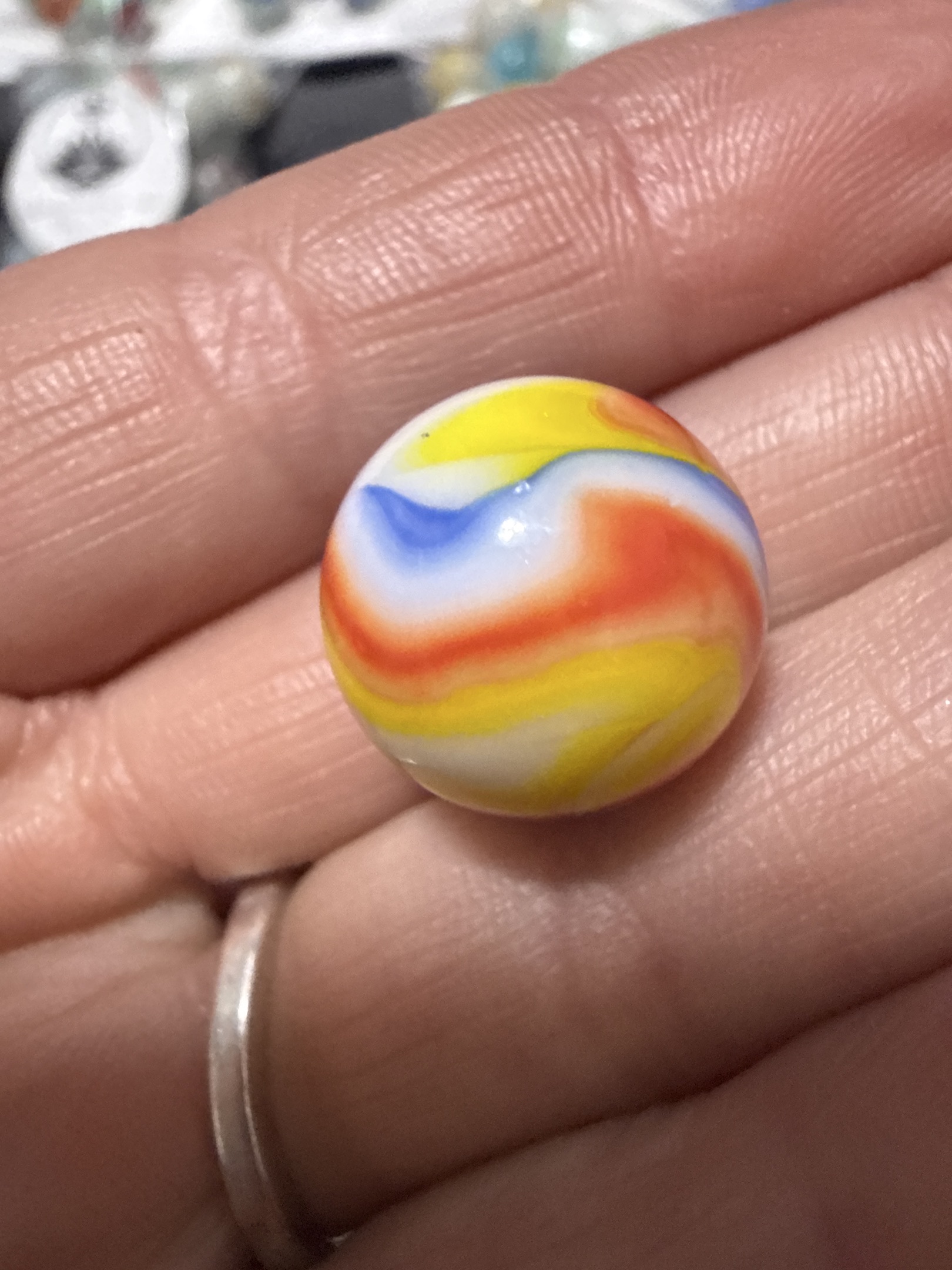 Tri-color (Red, Yellow, Blue) by Akro Agate Company