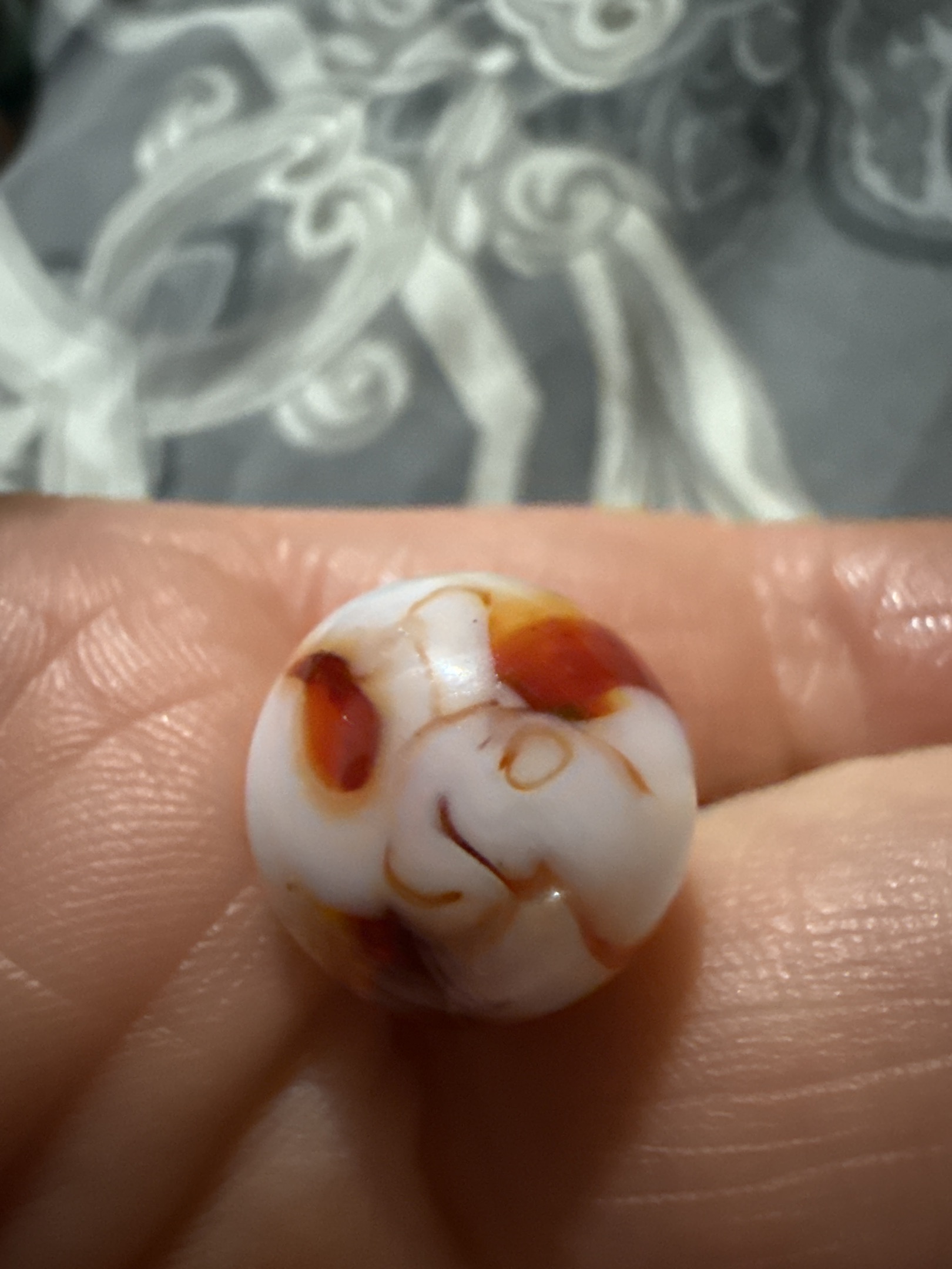Red and Brown on White by Akro Agate Company